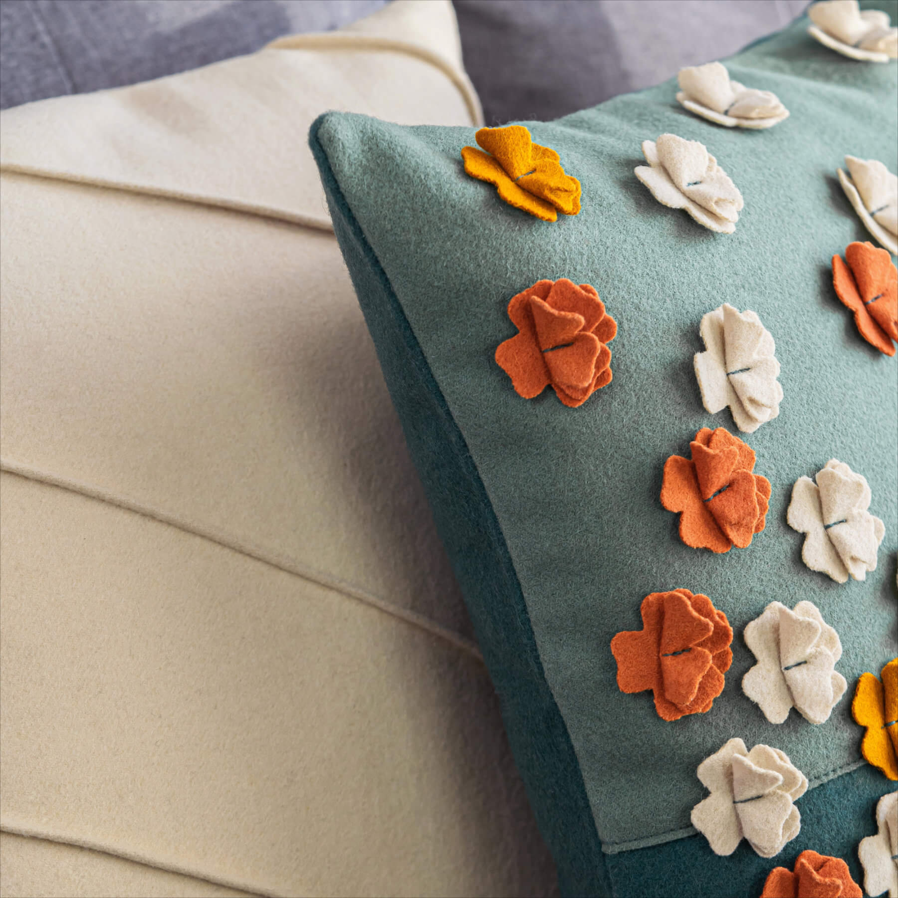 Dekokissen 'Meadow' 45 x 45 cm, 100% Schafwolle EU