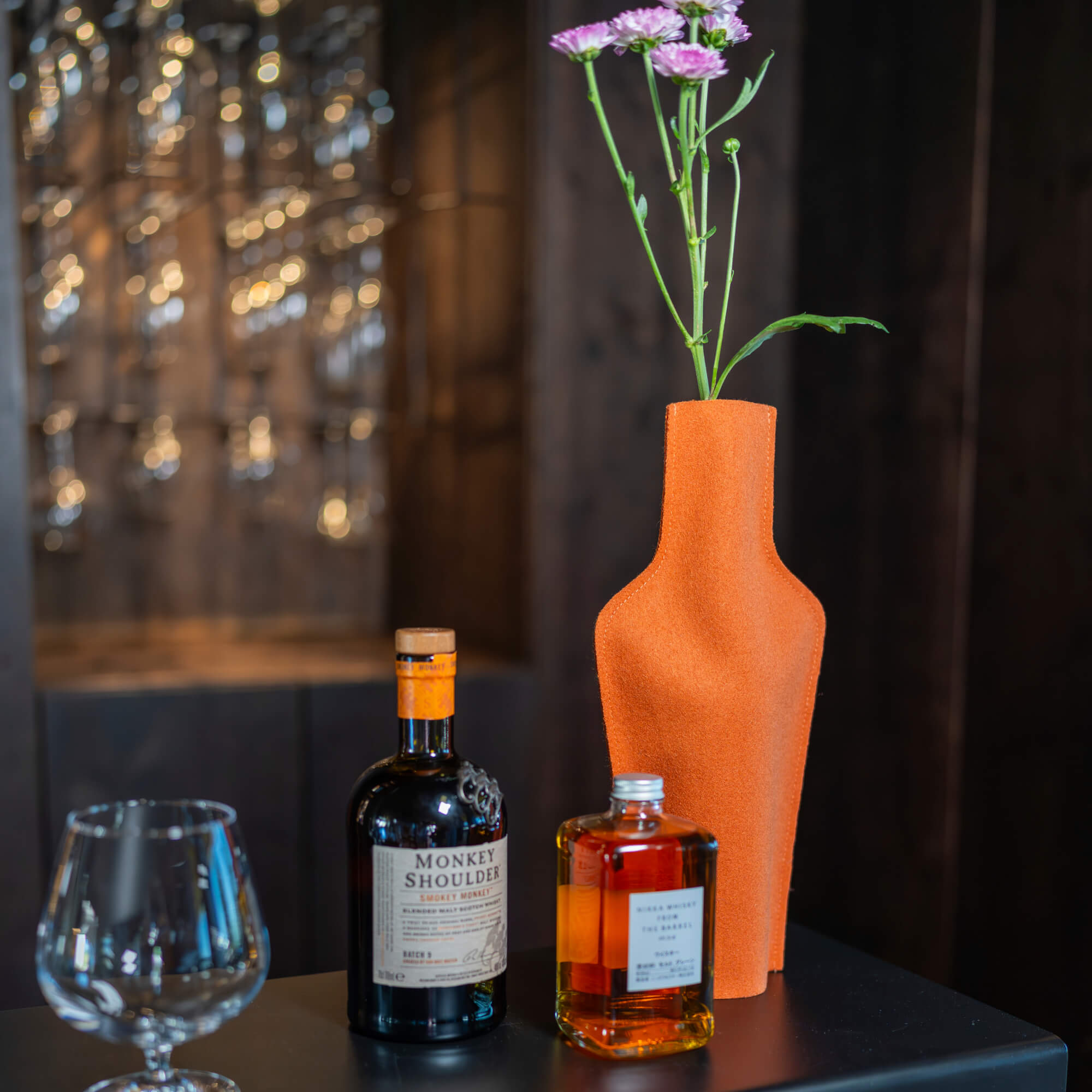 Re-Vase - Vase aus Stoff für 75cl Flaschen, 100% Wolle, Farbe Apricot