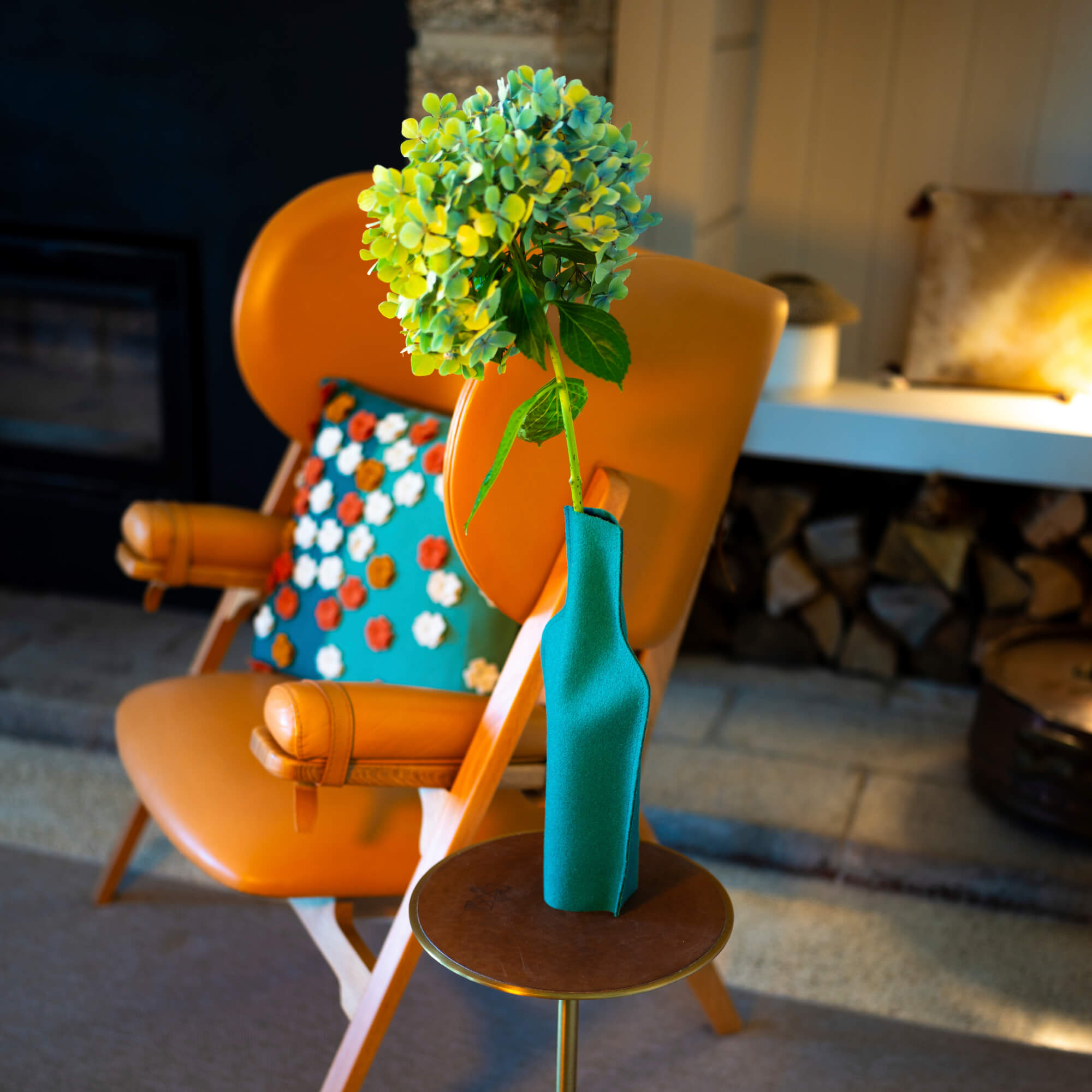 Re-Vase - Vase aus Stoff für 75cl Flaschen, 100% Wolle, Farbe Industrial Green