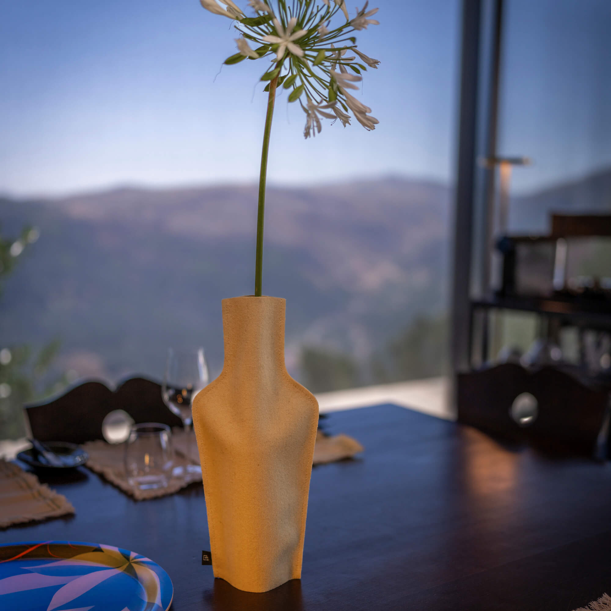 Re-Vase - Vase aus Stoff für 75cl Flaschen, 100% Wolle, Farbe Pearl