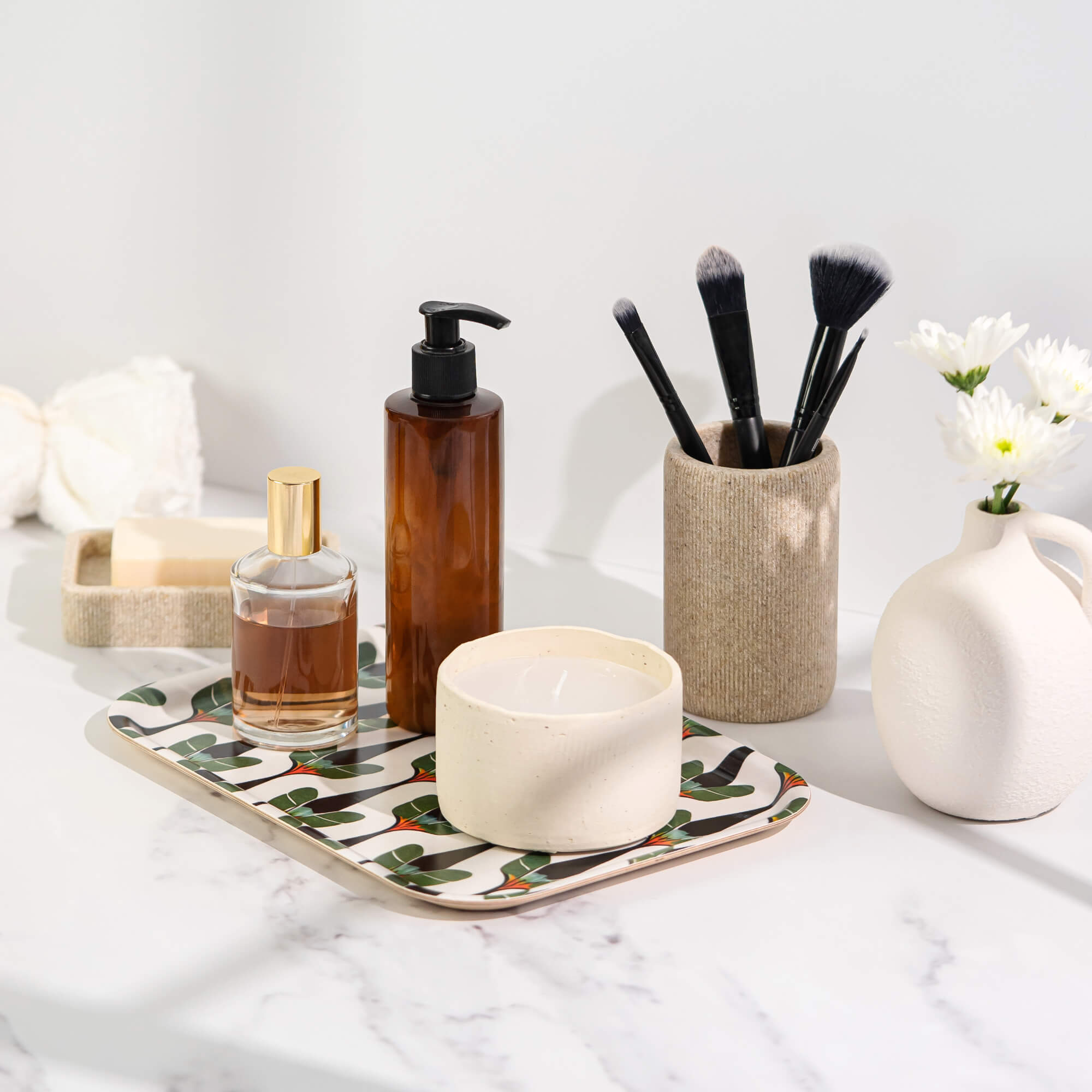 Rechteckiges Design-Tablett 27 x 20 cm - Jungleful - nordische Birke