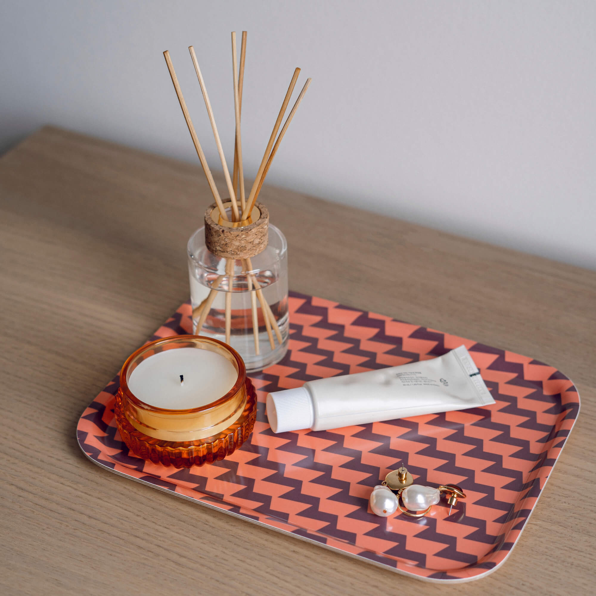 Wooden tray rectangular 27 x 20 cm 'Trapezium Berry'
