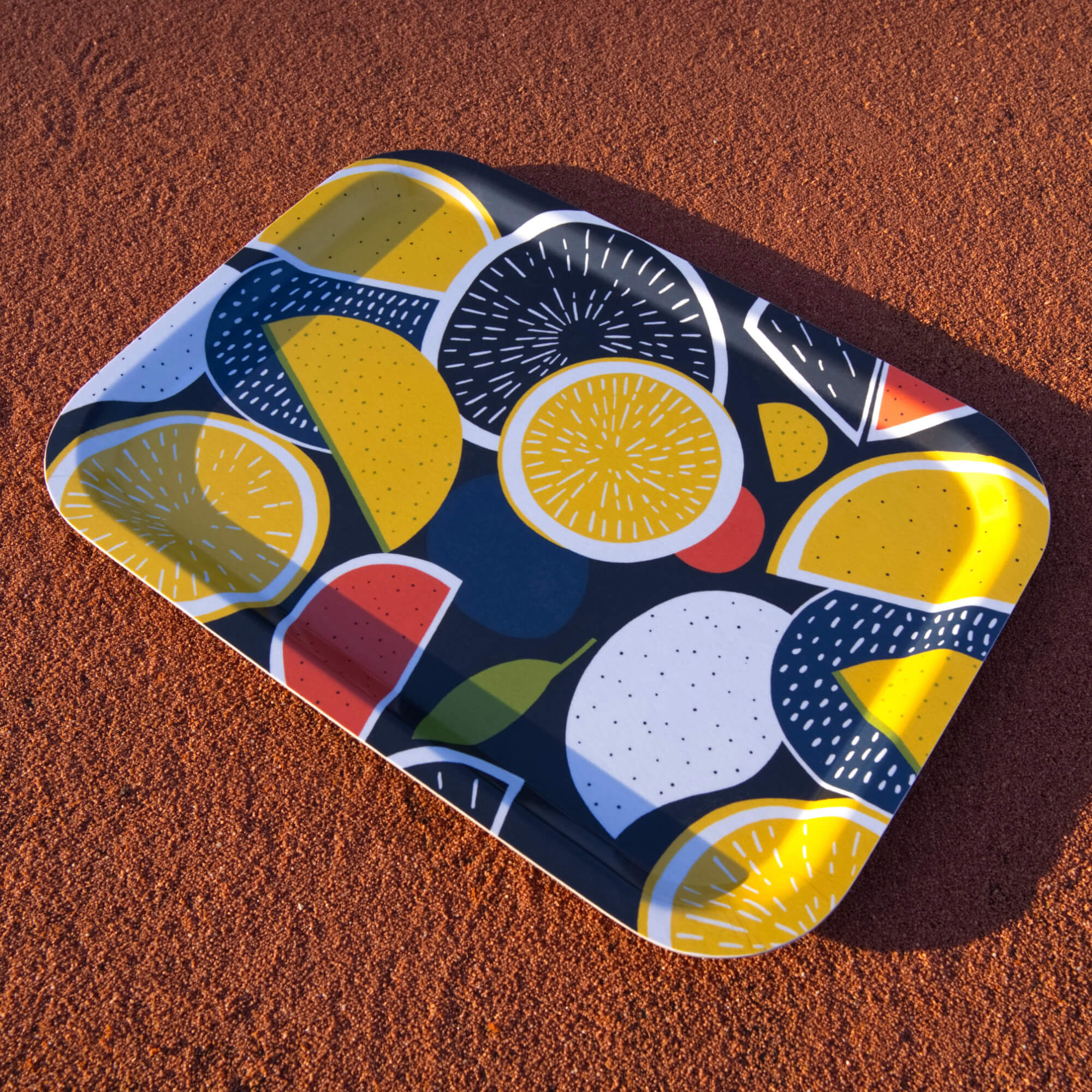 Rechteckiges Design-Tablett 34 x 24 cm - Juice of the Day - nordische Birke