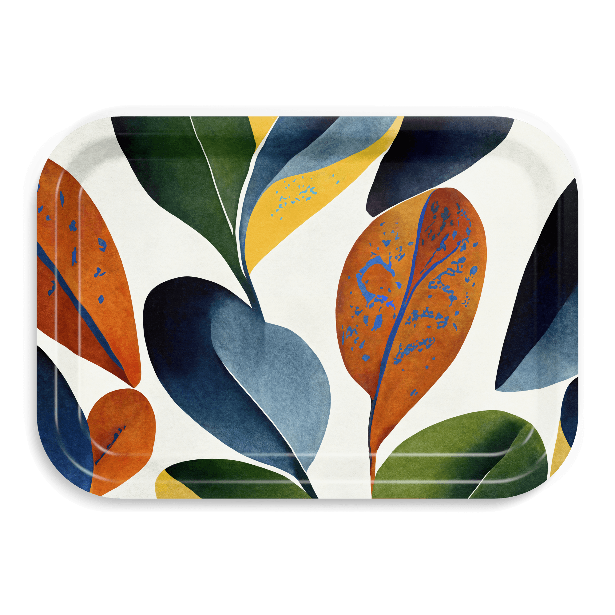Rechteckiges Design-Tablett 34 x 24 cm - Leaves - nordische Birke