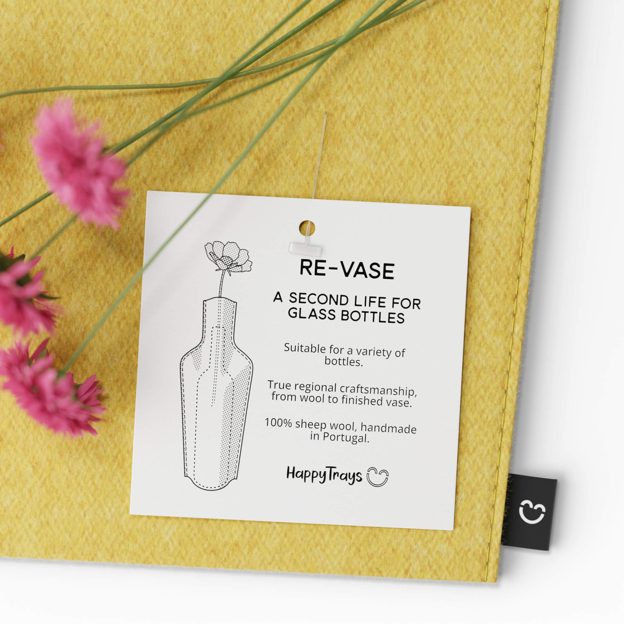 Re-Vase - Vase aus Stoff für 75cl Flaschen, 100% Wolle, Farbe Amber