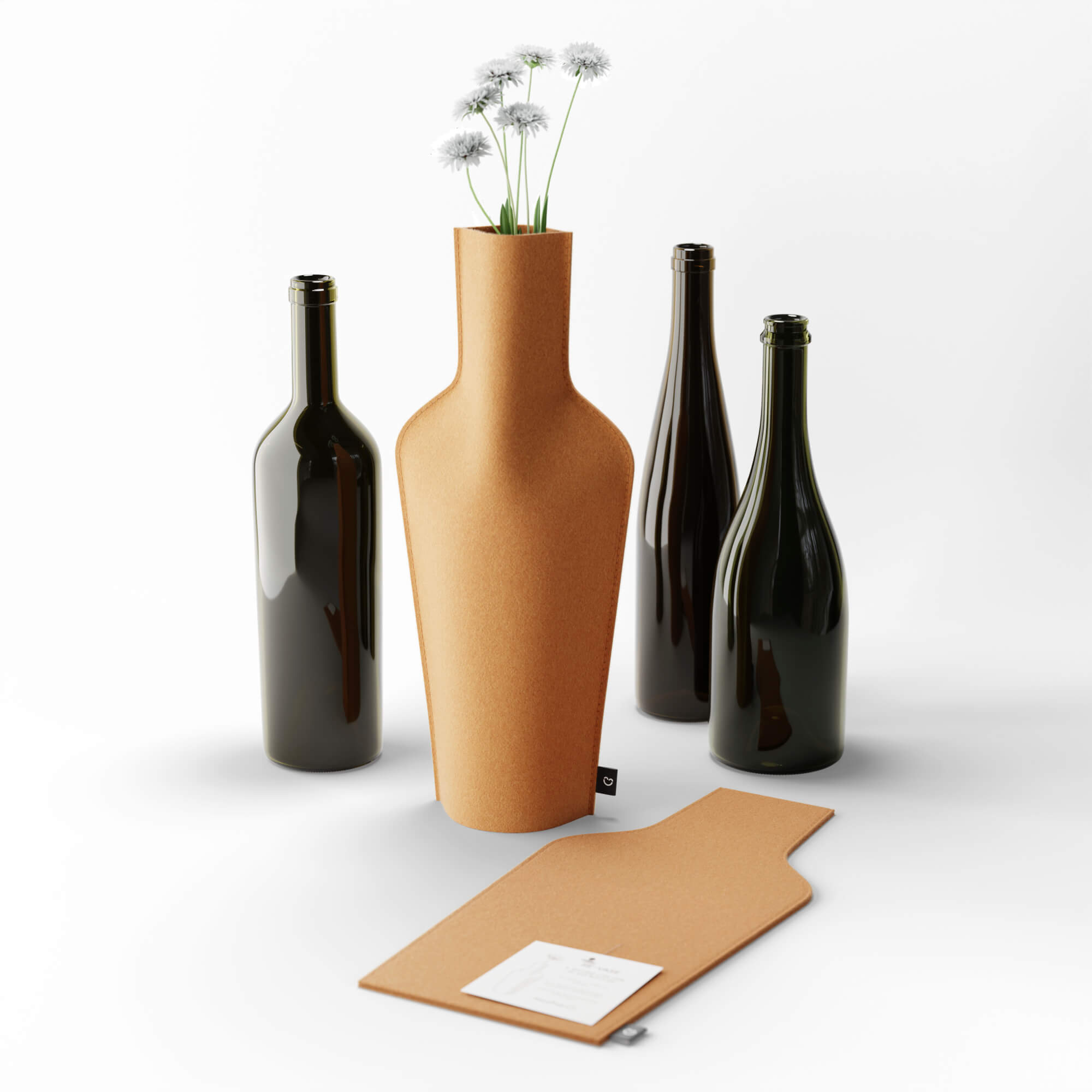 Re-Vase - Vase made of fabric for 75cl bottles, 100% wool, color Amber