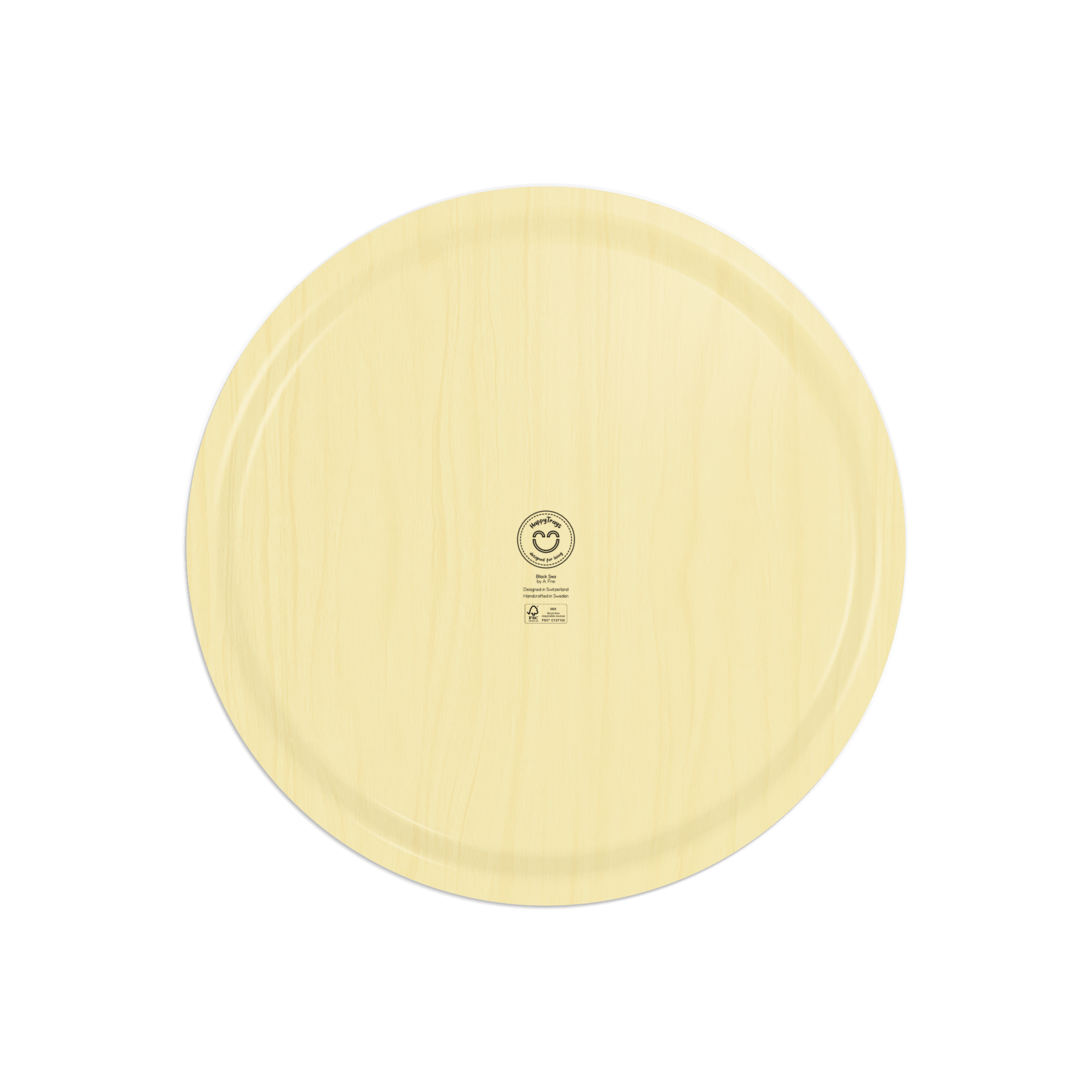 Rundes Design-Tablett 46 cm - Black Sea - nordische Birke