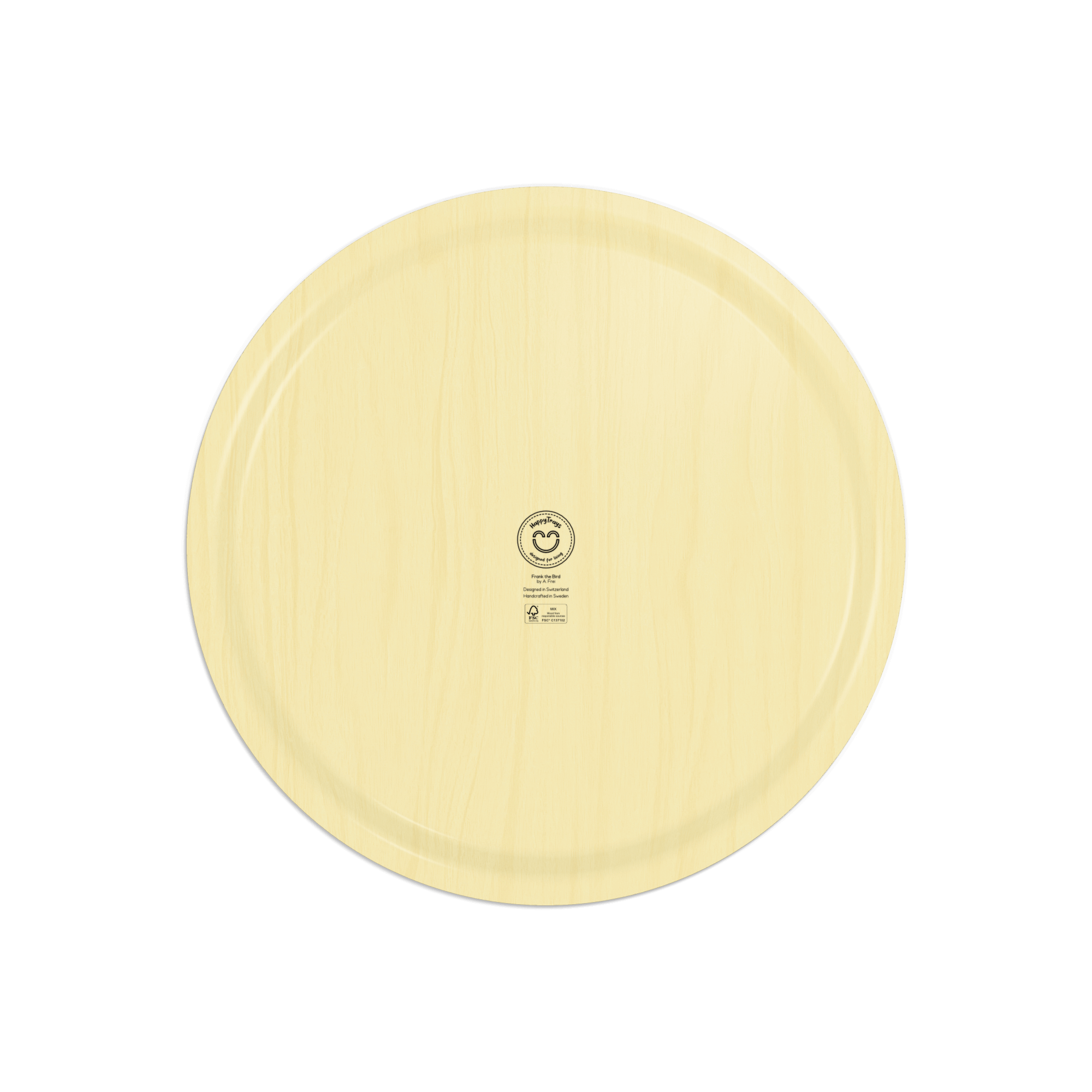 Rundes Design-Tablett Ø 46 cm - Frank the Bird - nordische Birke