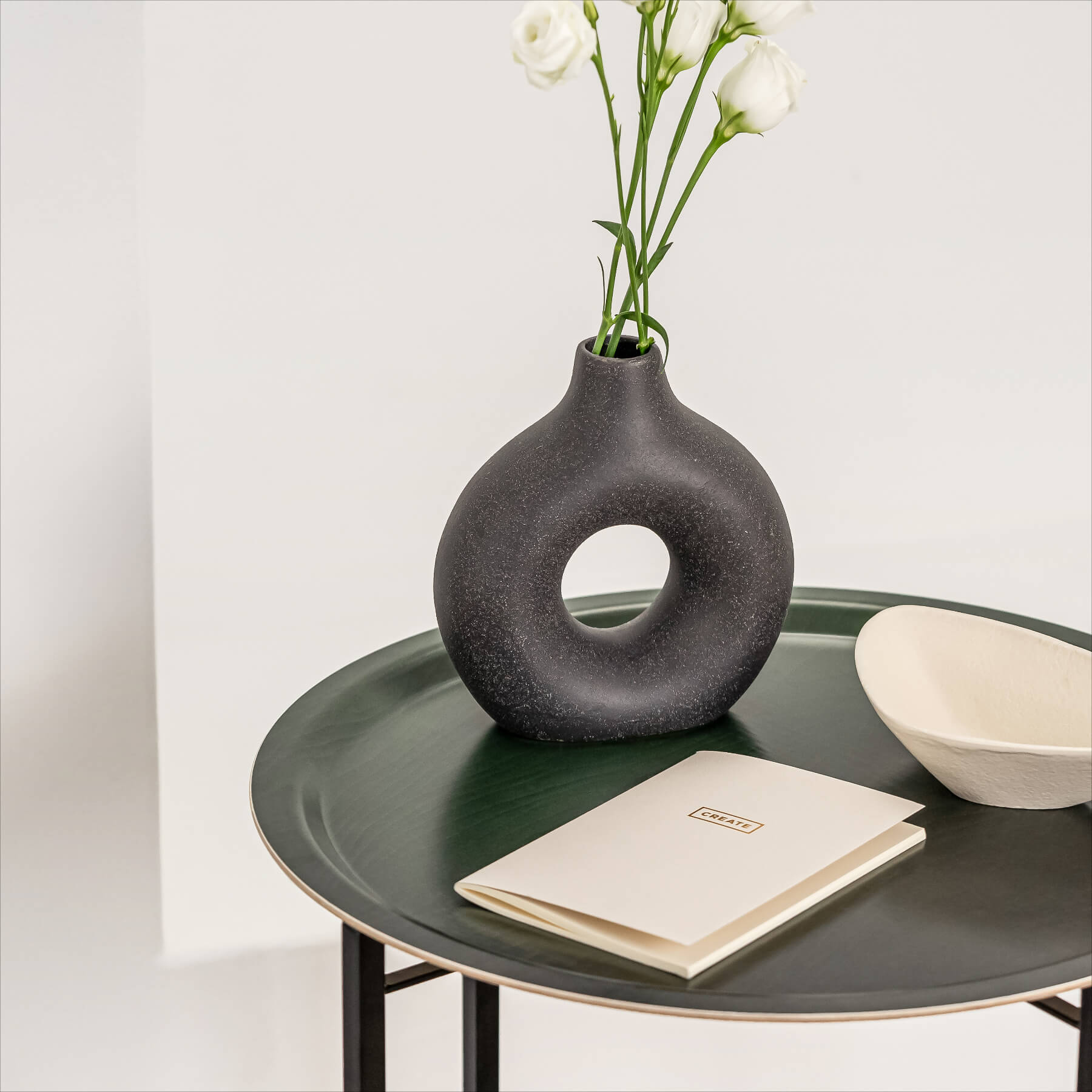 Rundes Design-Tablett Ø 39 cm - Tourmaline - nordische Birke