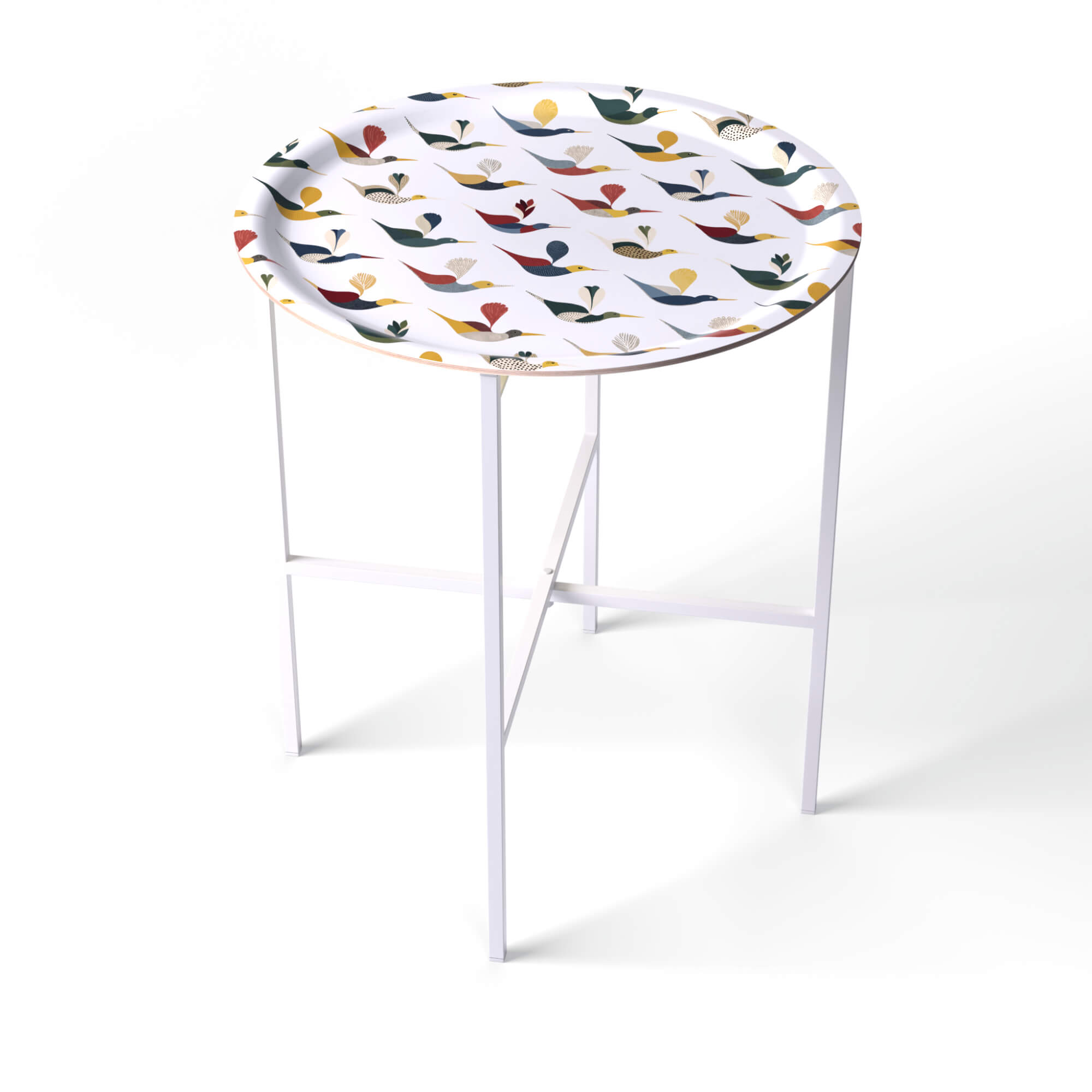 Beistelltisch Ø 46 cm mit 1 Design-Tablett - HappyTrays System (Design wählbar)
