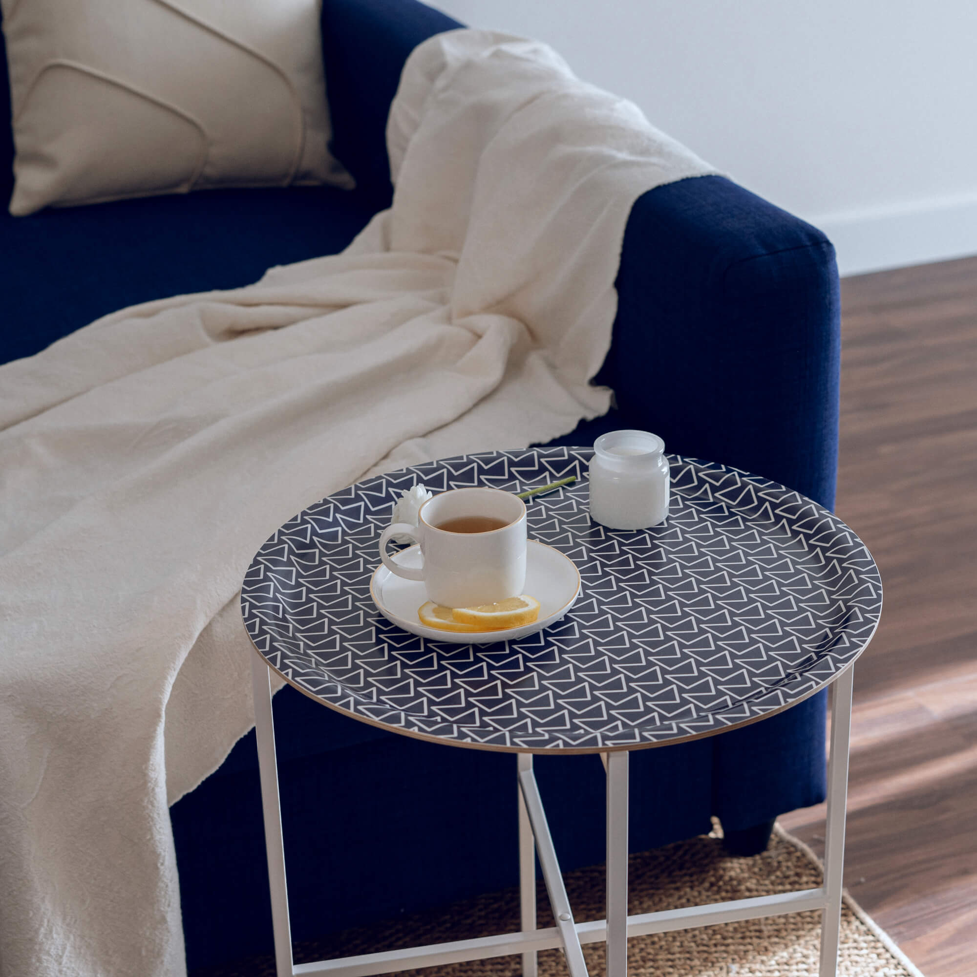 Round Design Tray Ø 46 cm - Aveiro Blue - Nordic Birch