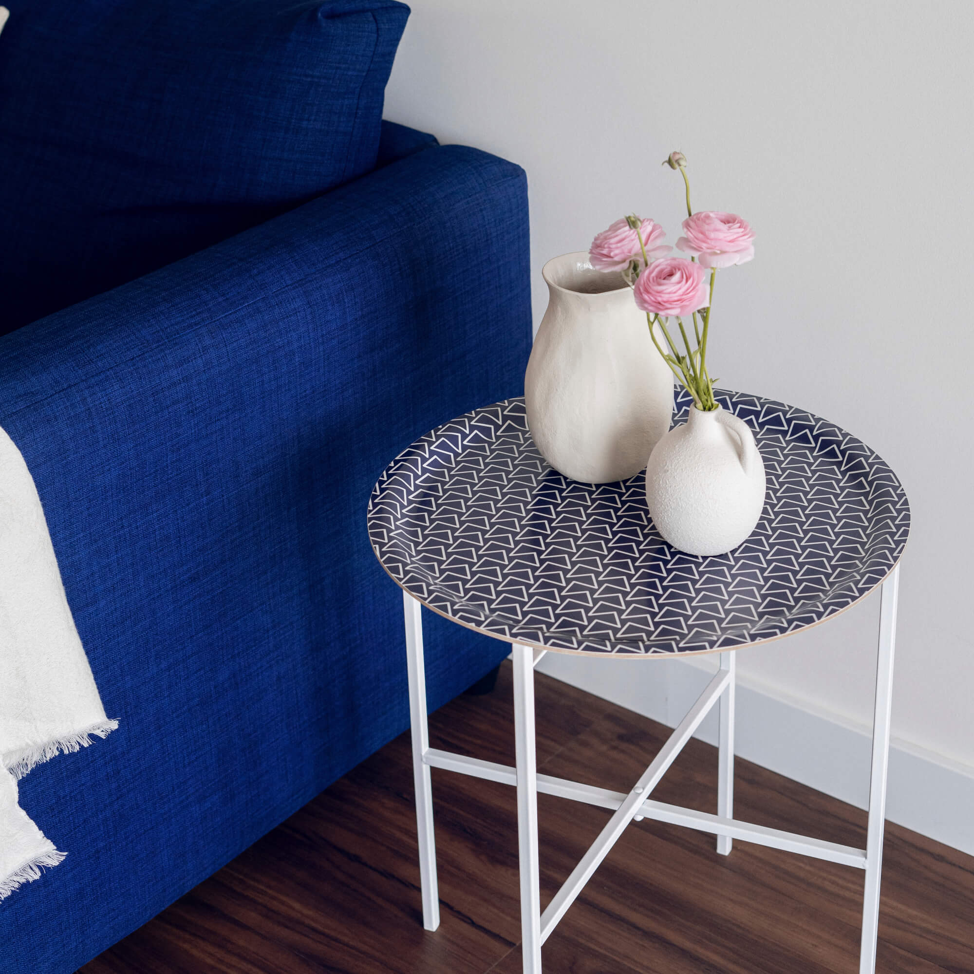 Tablett aus Holz rund Ø 46 cm 'Aveiro Blue'