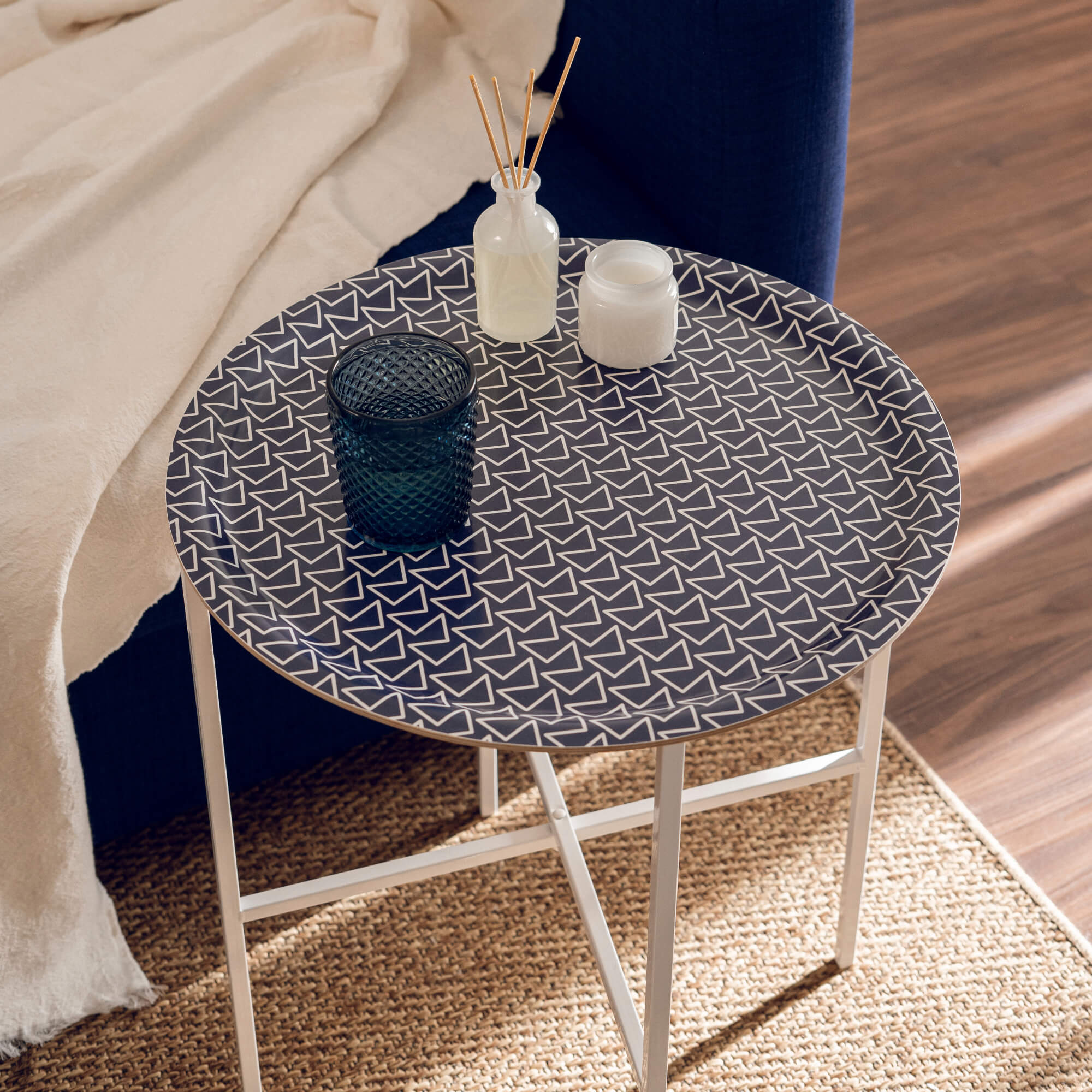 Round Design Tray Ø 46 cm - Aveiro Blue - Nordic Birch