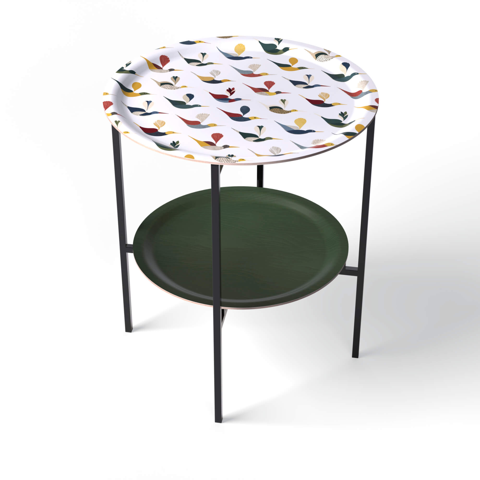 Beistelltisch Ø 46 + Ø 39 cm mit 2 Design-Tabletts - HappyTrays System (Designs wählbar)