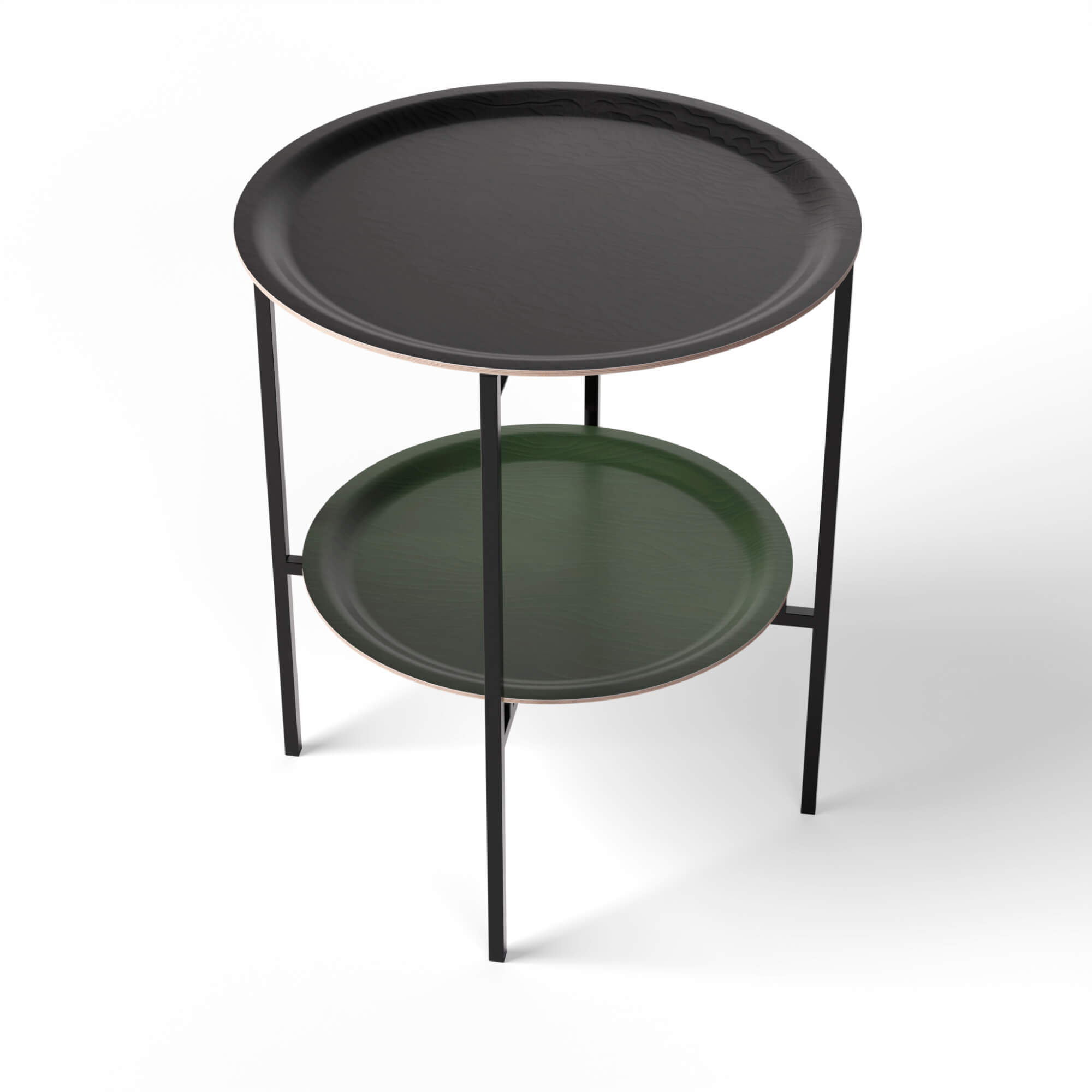 HappyTrays Beistelltisch mit 2 Trays - Ø 46 cm & Ø 39 cm, H 53 cm