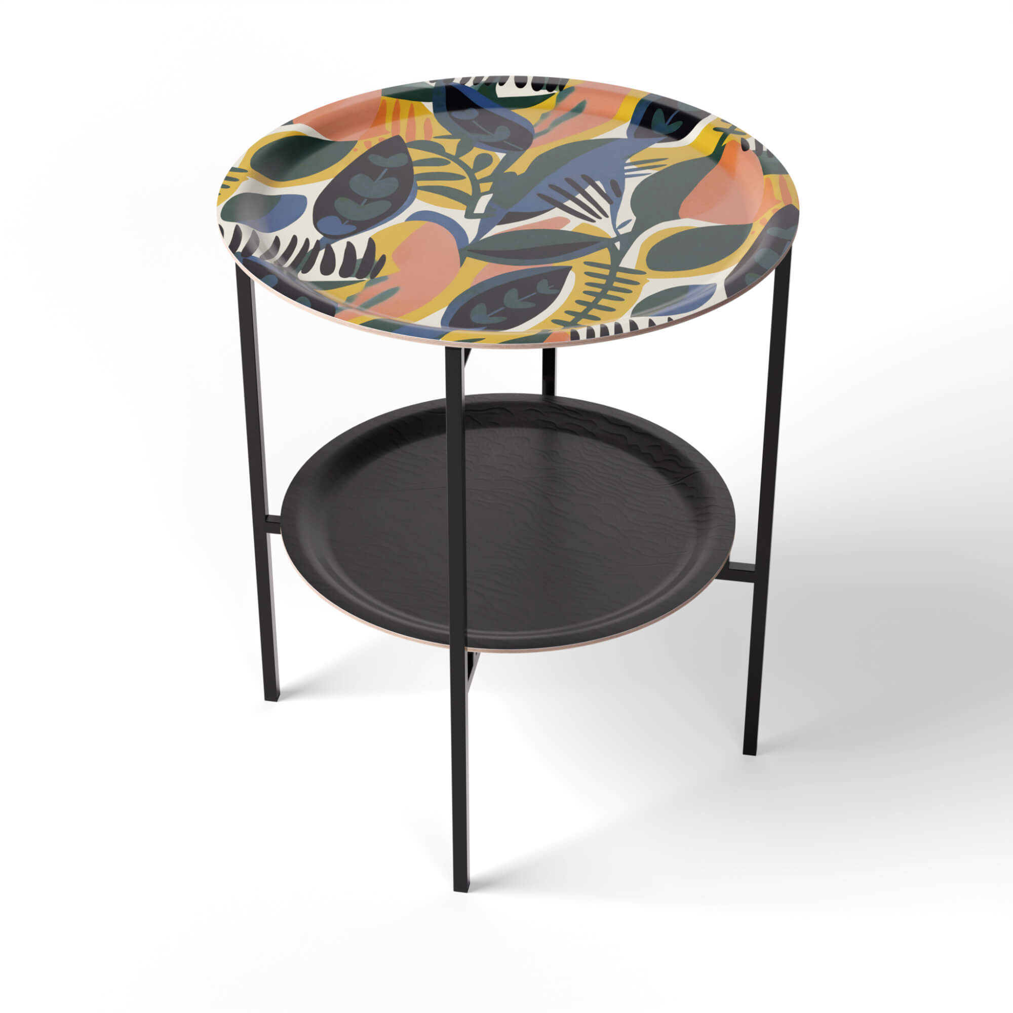 HappyTrays Beistelltisch mit 2 Trays - Ø 46 cm & Ø 39 cm, H 53 cm