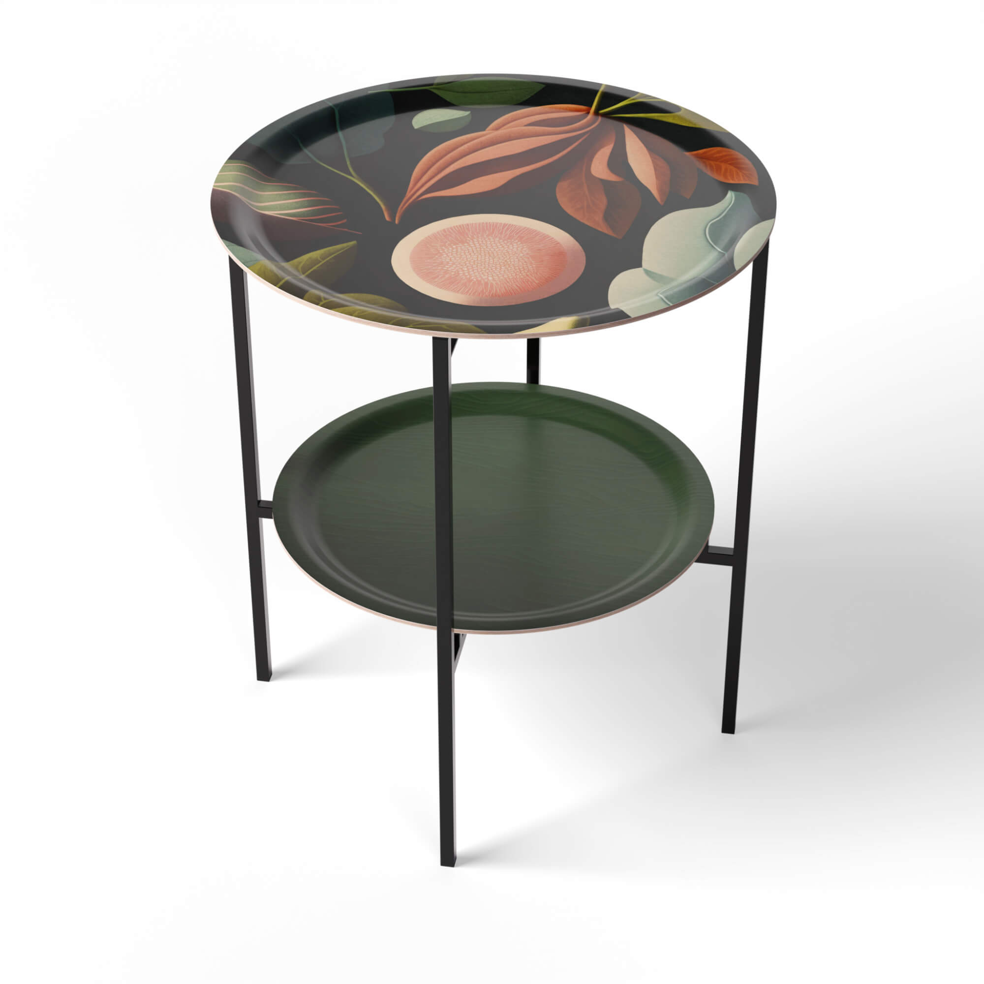 HappyTrays Beistelltisch mit 2 Trays - Ø 46 cm & Ø 39 cm, H 53 cm