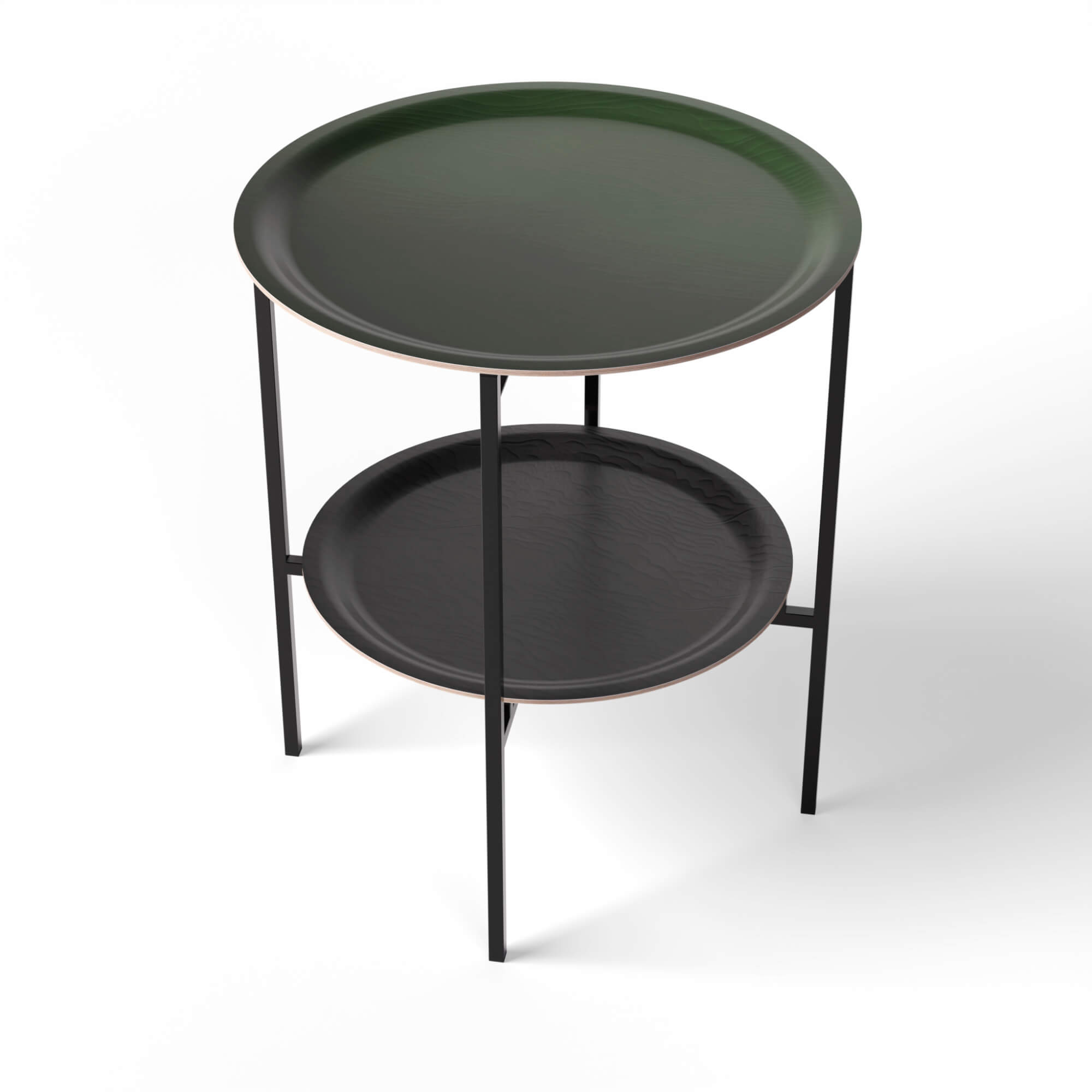 HappyTrays Beistelltisch mit 2 Trays - Ø 46 cm & Ø 39 cm, H 53 cm