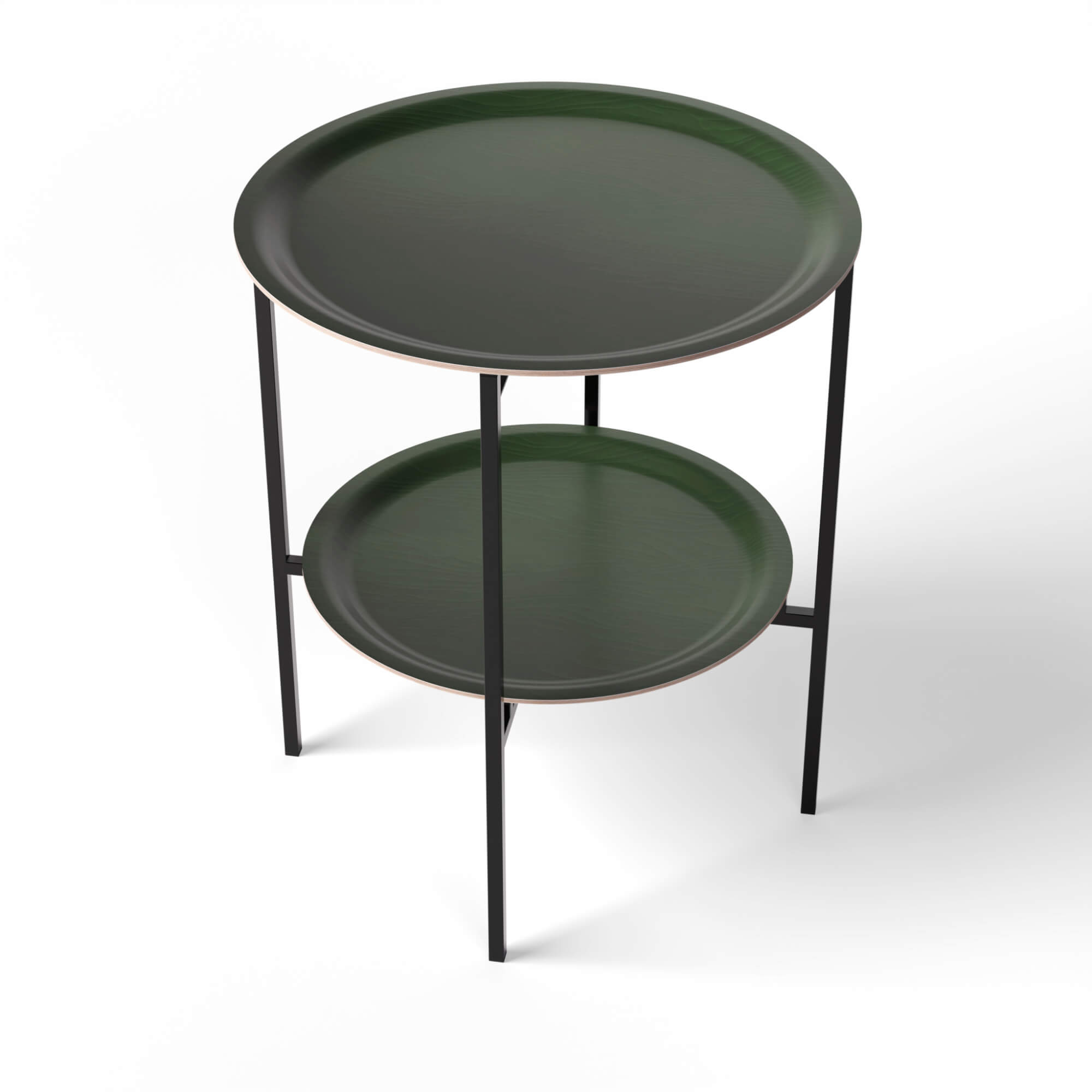 HappyTrays Beistelltisch mit 2 Trays - Ø 46 cm & Ø 39 cm, H 53 cm