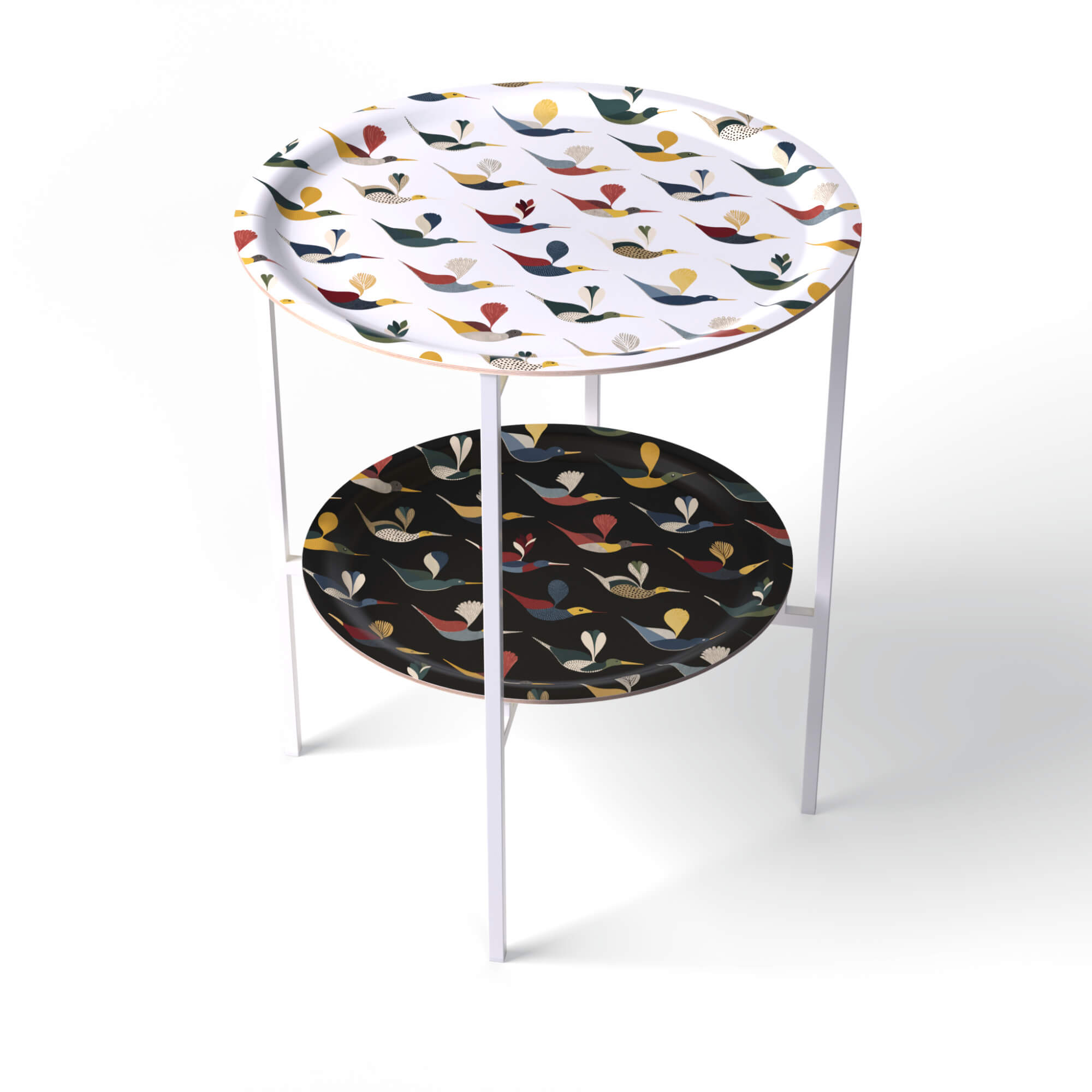 HappyTrays Side Table with 2 Trays - Ø 46 cm & Ø 39 cm, H 53 cm