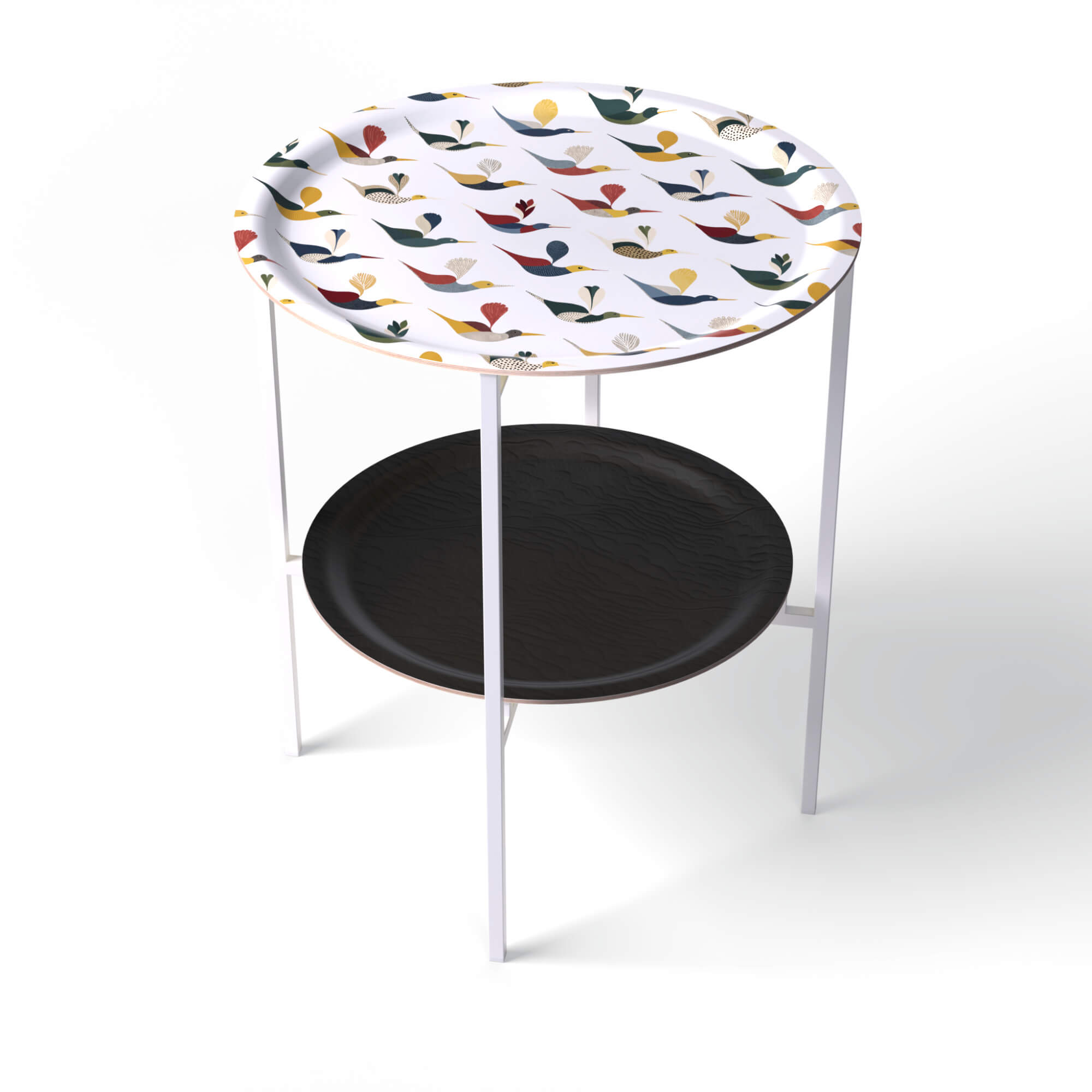 HappyTrays Side Table with 2 Trays - Ø 46 cm & Ø 39 cm, H 53 cm