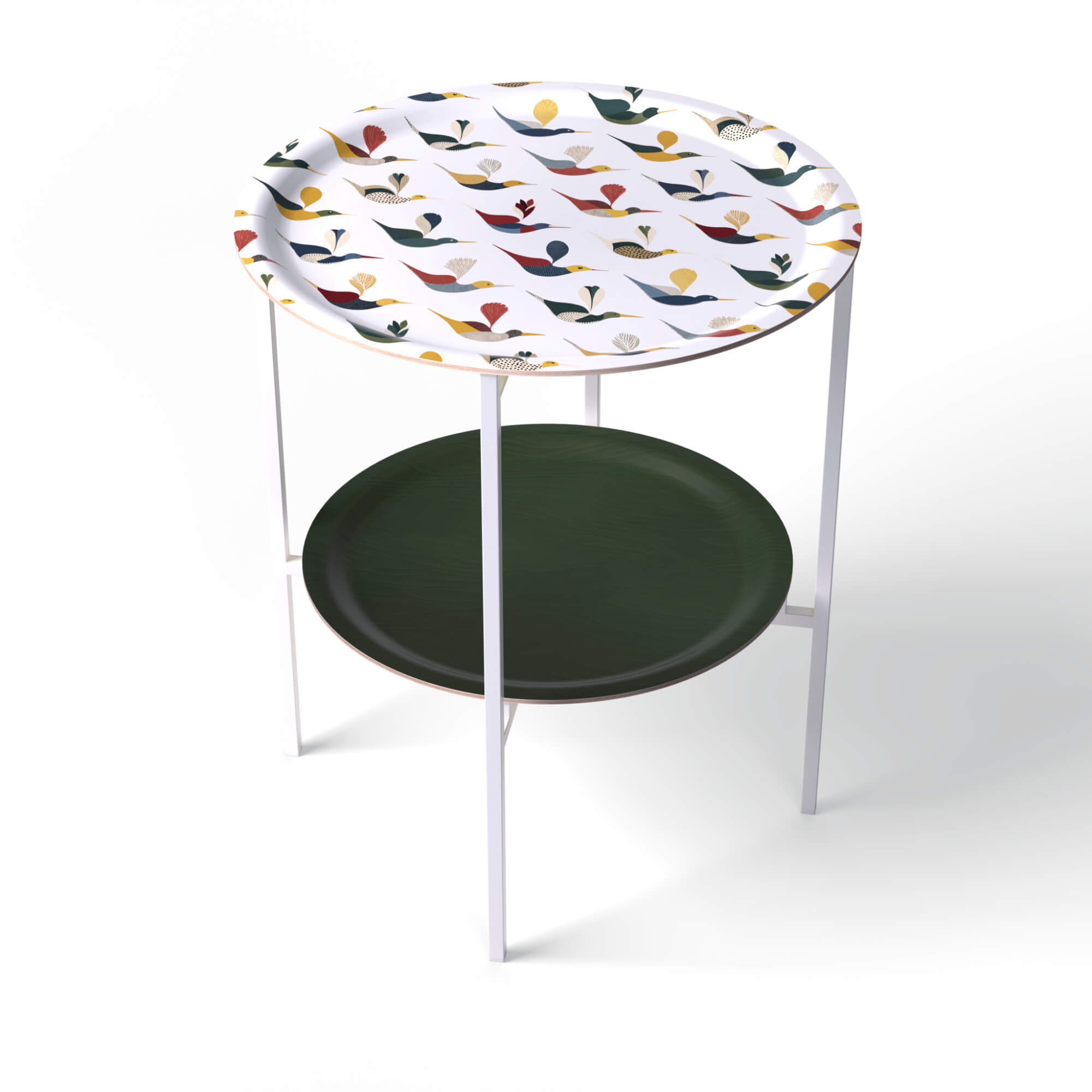 HappyTrays Side Table with 2 Trays - Ø 46 cm & Ø 39 cm, H 53 cm