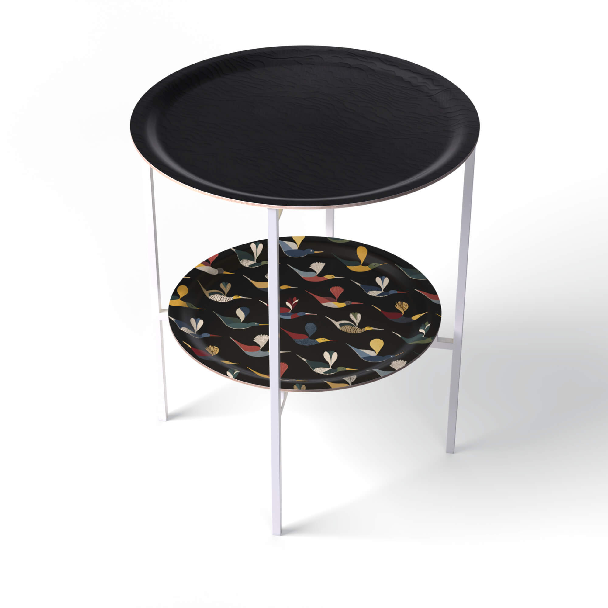 HappyTrays Side Table with 2 Trays - Ø 46 cm & Ø 39 cm, H 53 cm