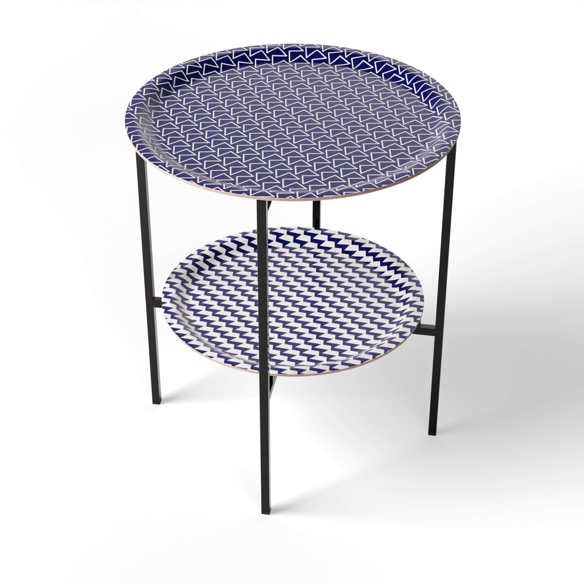 HappyTrays Side Table with 2 Trays - Ø 46 cm & Ø 39 cm, H 53 cm