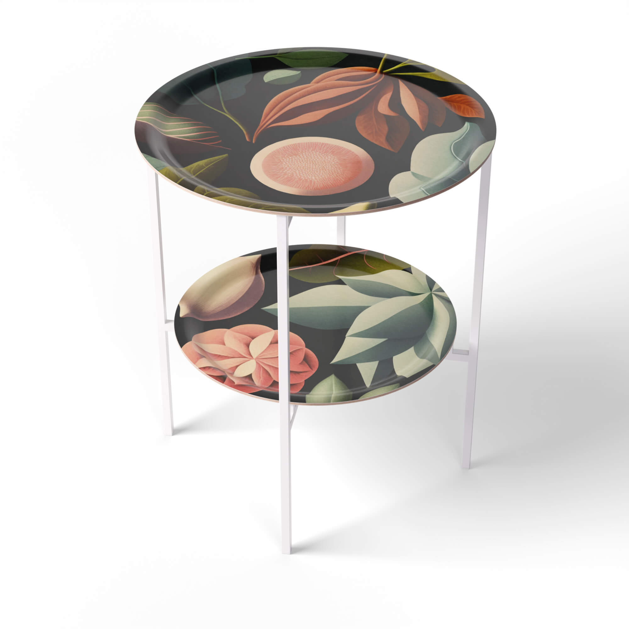 HappyTrays Side Table with 2 Trays - Ø 46 cm & Ø 39 cm, H 53 cm