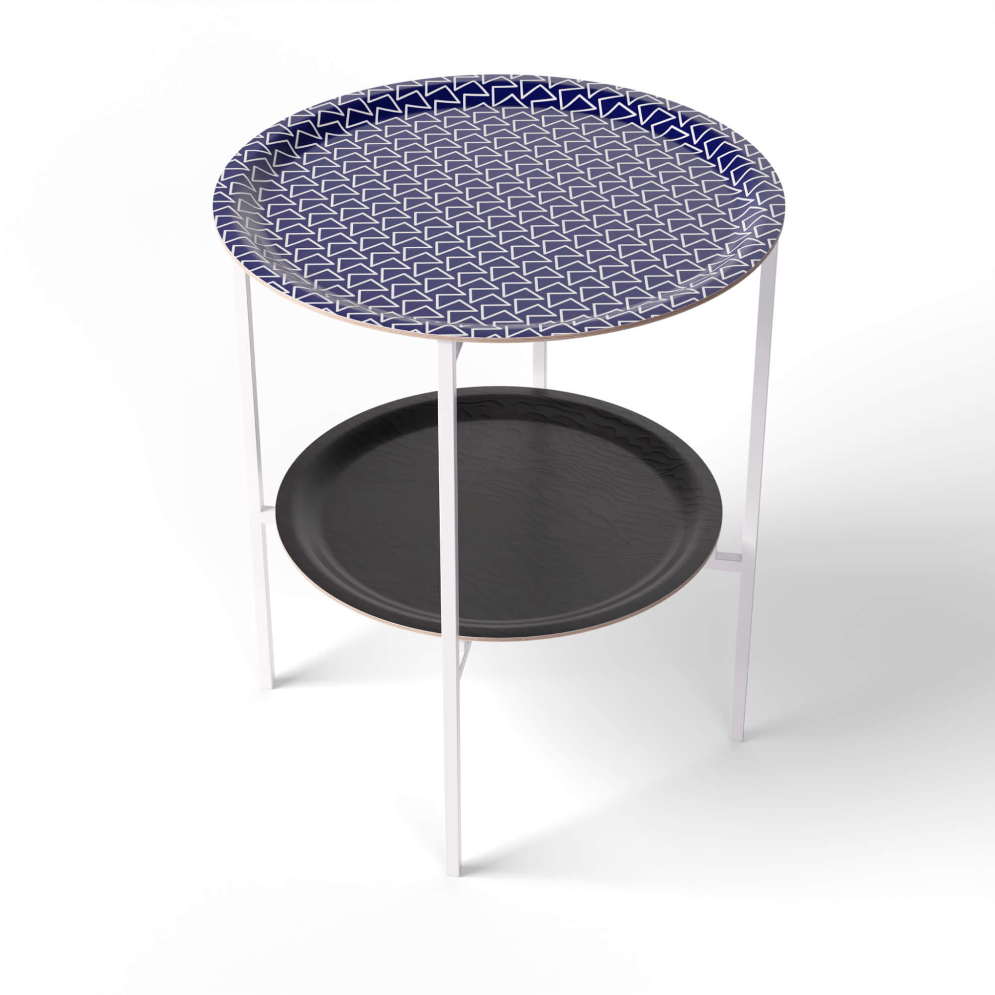 HappyTrays Side Table with 2 Trays - Ø 46 cm & Ø 39 cm, H 53 cm