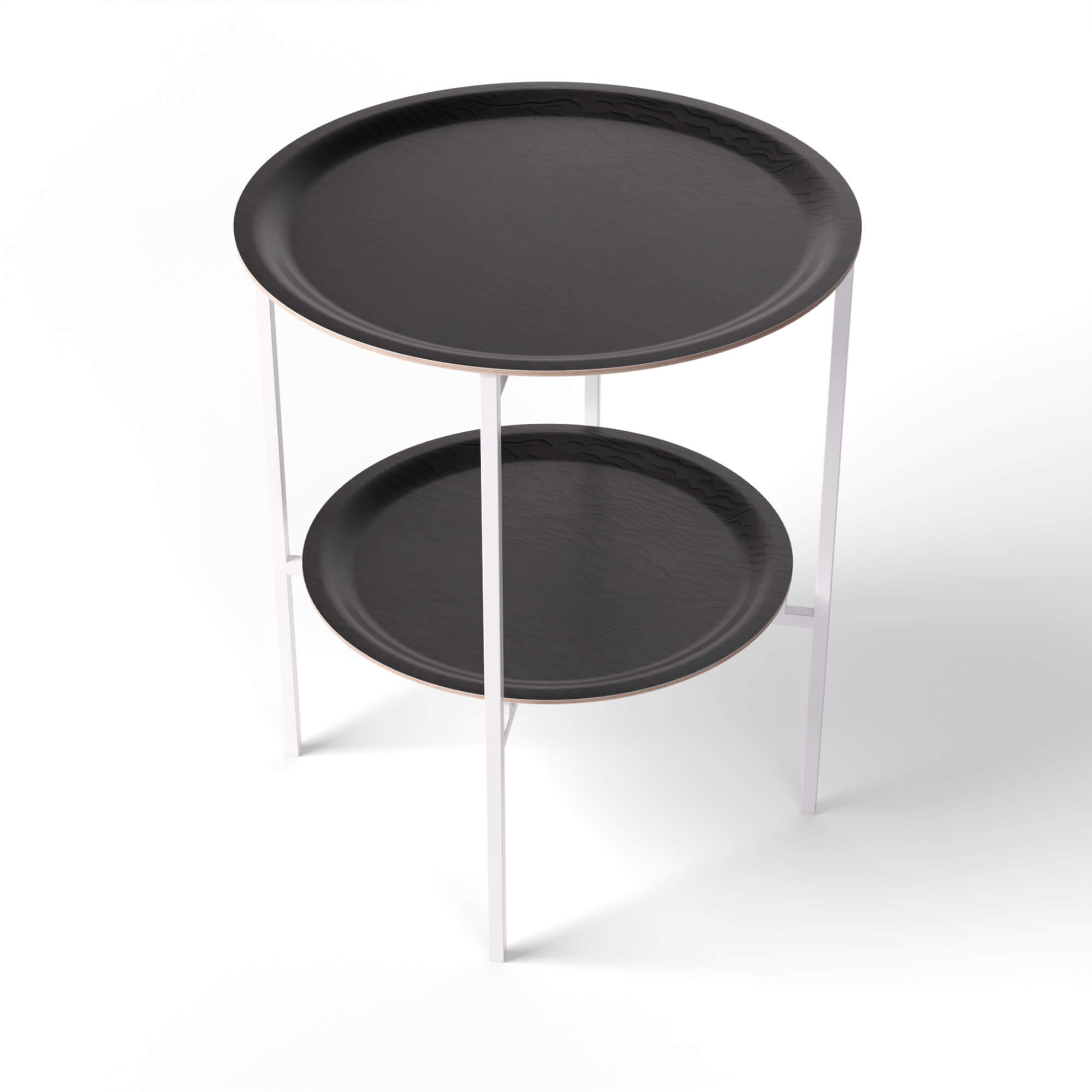 HappyTrays Side Table with 2 Trays - Ø 46 cm & Ø 39 cm, H 53 cm