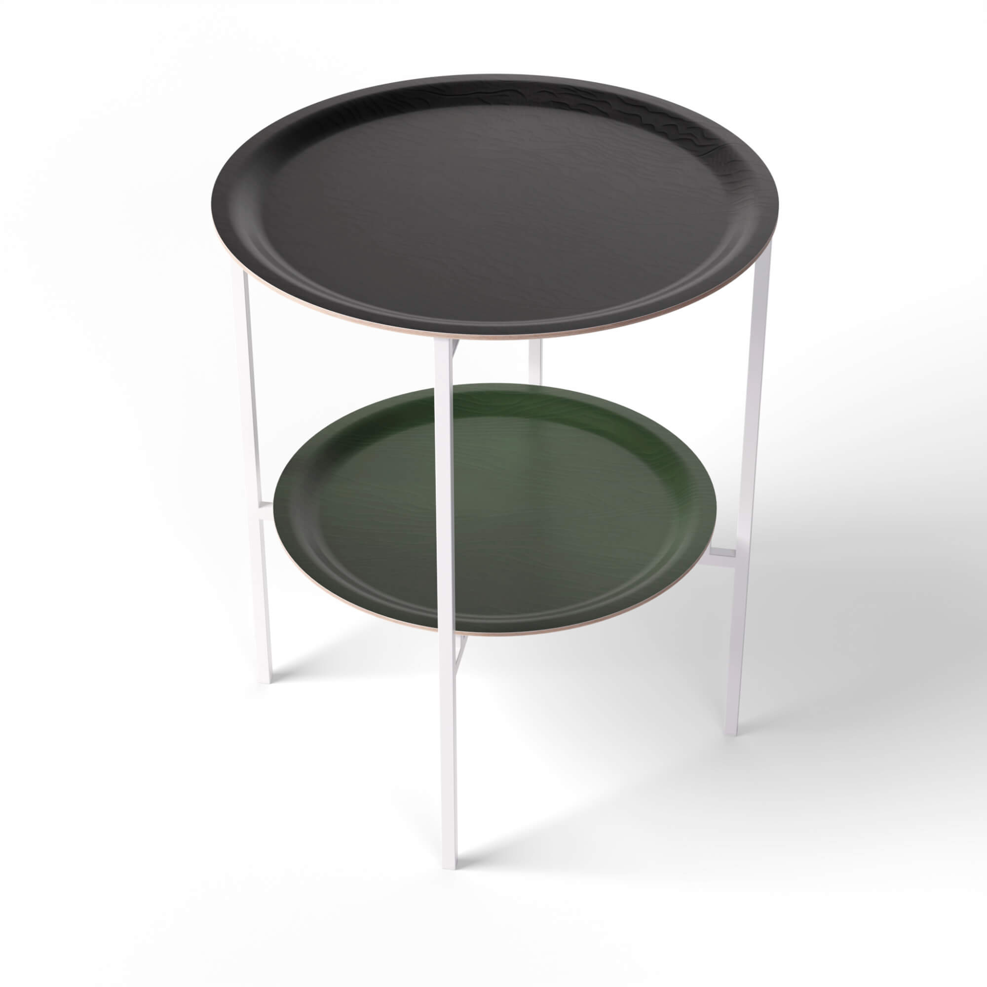 HappyTrays Side Table with 2 Trays - Ø 46 cm & Ø 39 cm, H 53 cm