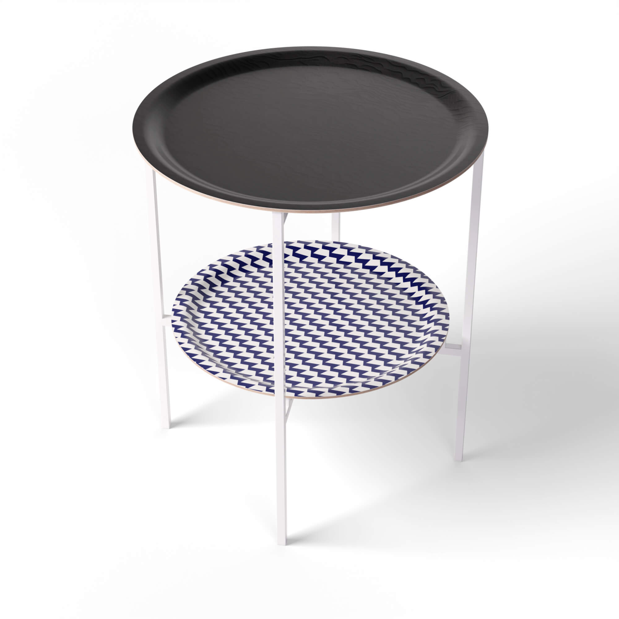 HappyTrays Side Table with 2 Trays - Ø 46 cm & Ø 39 cm, H 53 cm