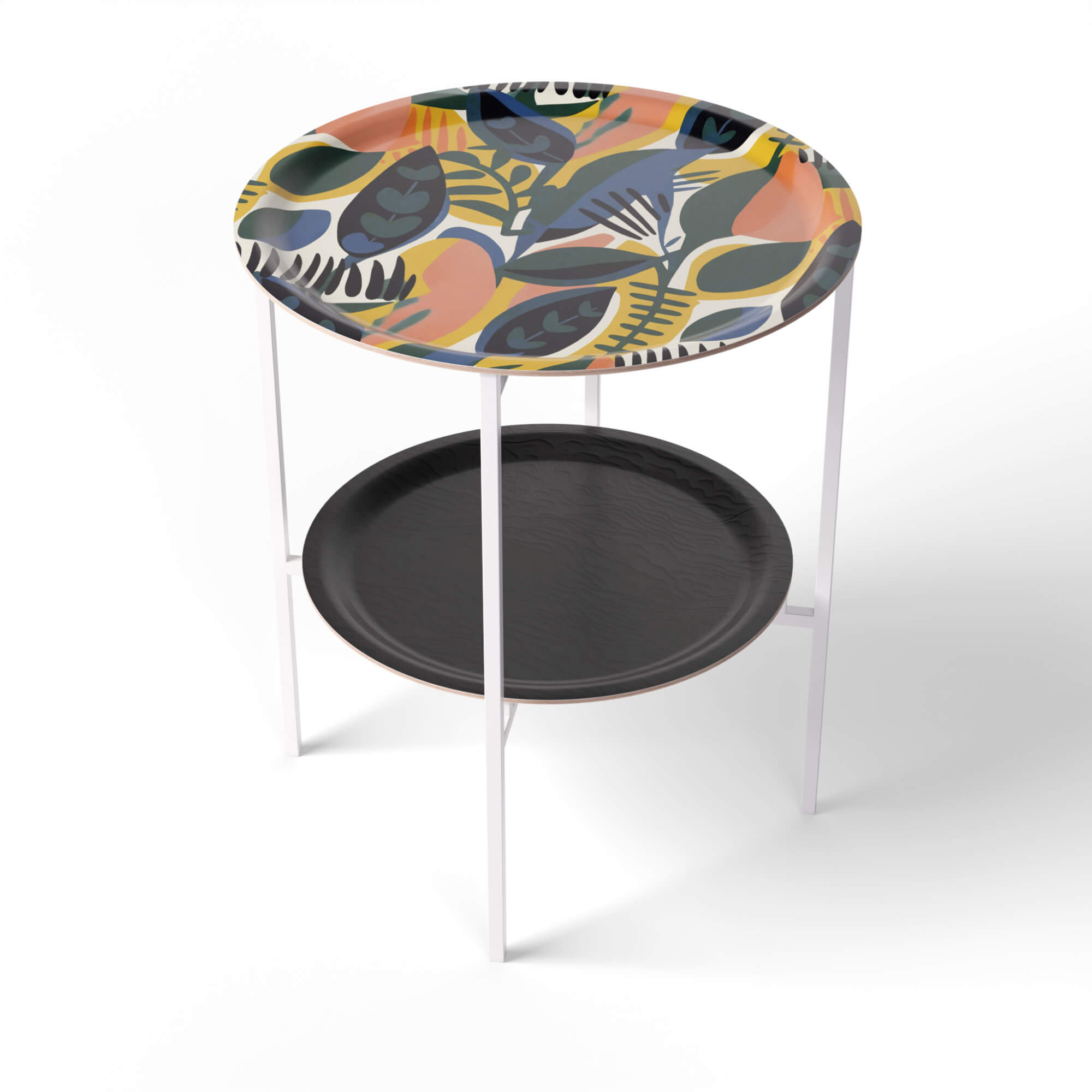 HappyTrays Side Table with 2 Trays - Ø 46 cm & Ø 39 cm, H 53 cm
