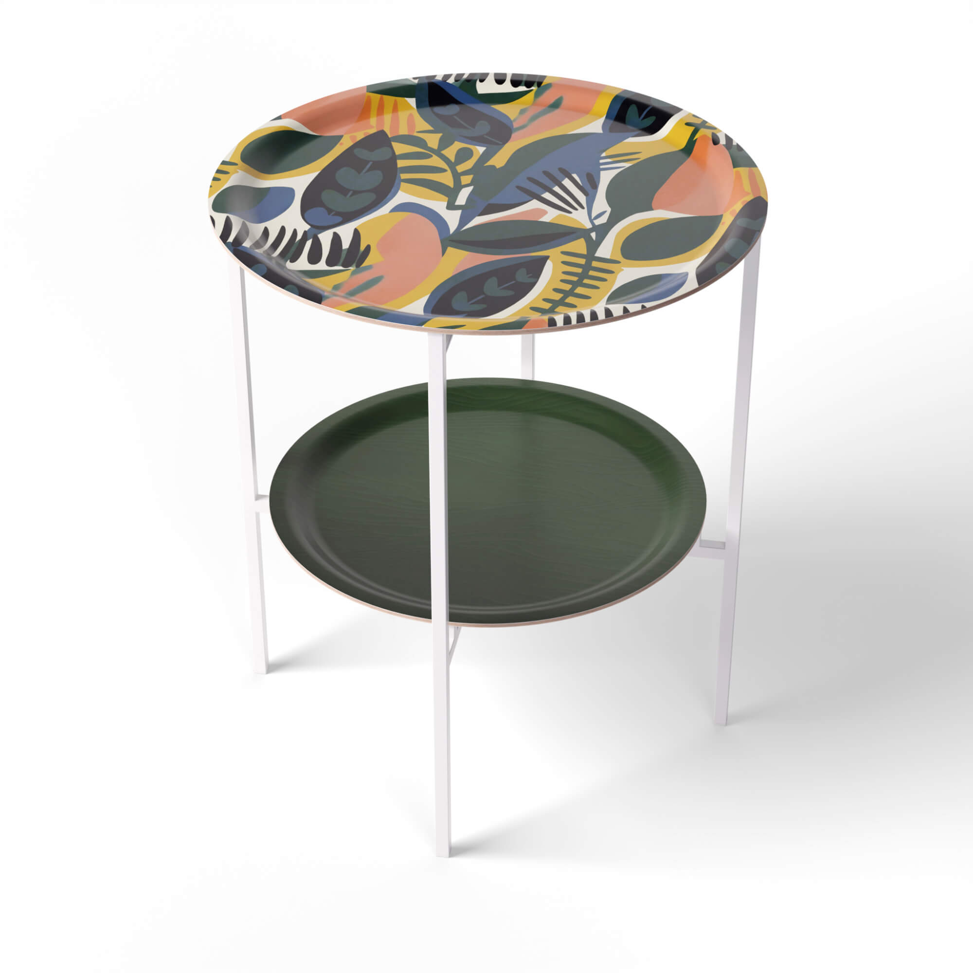 HappyTrays Side Table with 2 Trays - Ø 46 cm & Ø 39 cm, H 53 cm