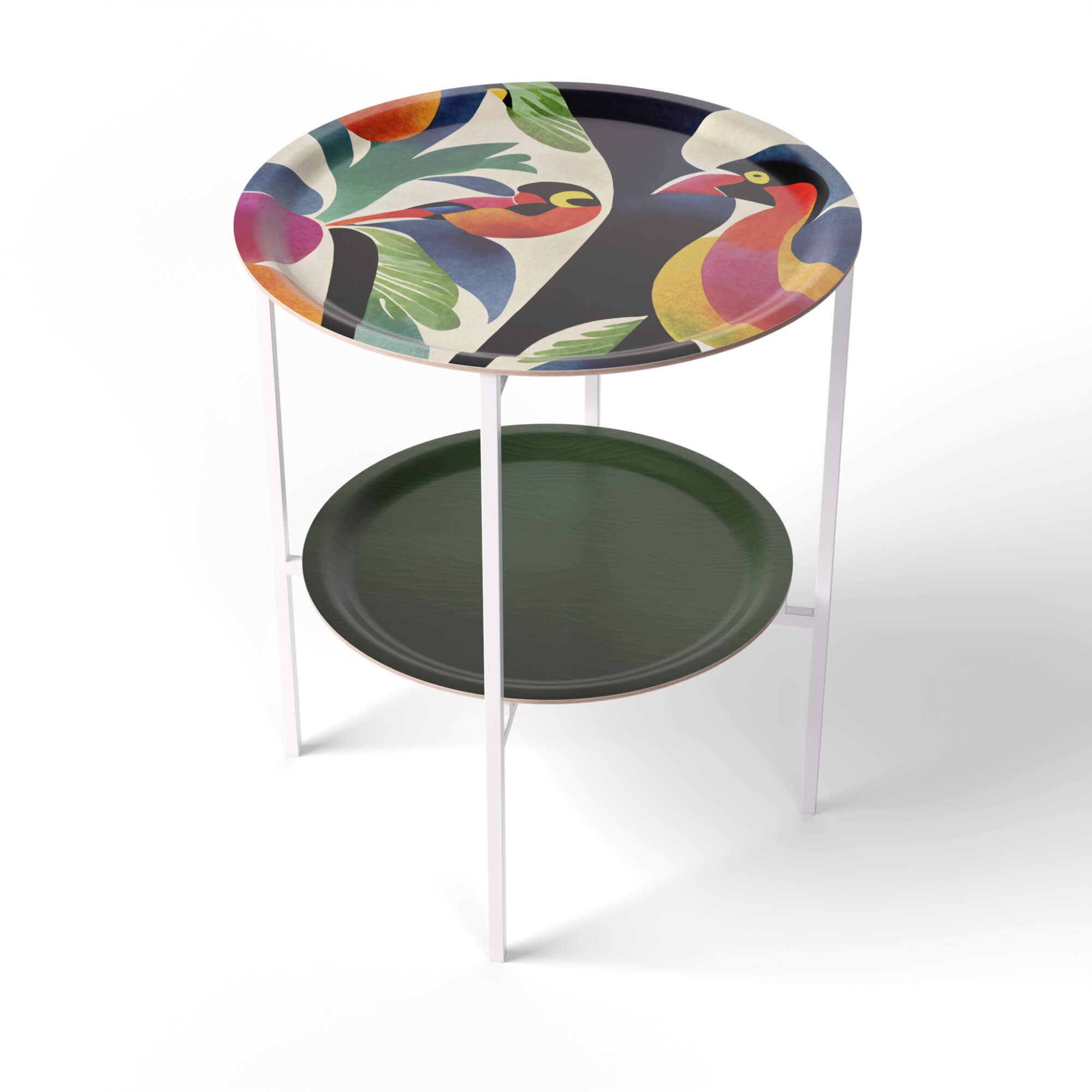 HappyTrays Side Table with 2 Trays - Ø 46 cm & Ø 39 cm, H 53 cm