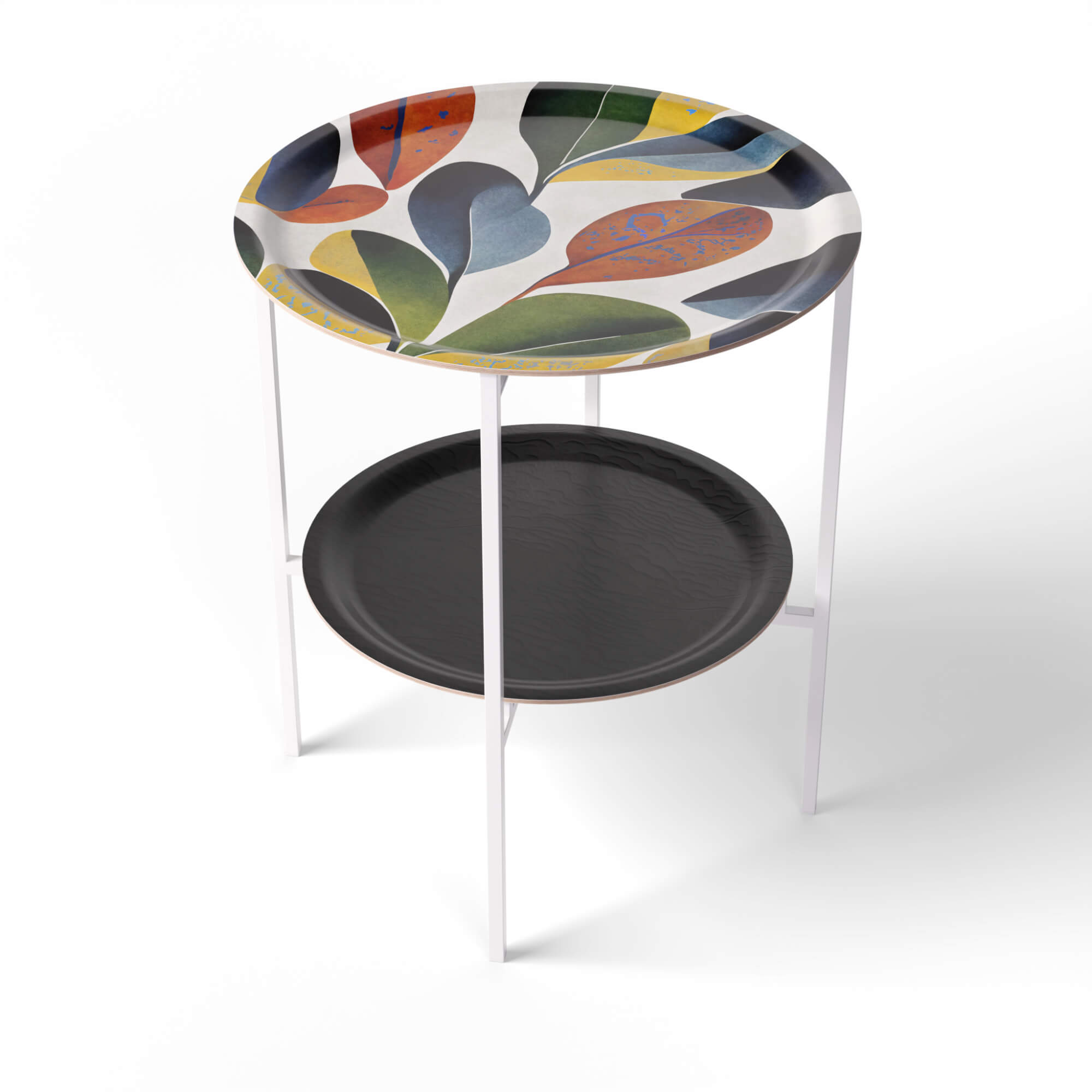 HappyTrays Side Table with 2 Trays - Ø 46 cm & Ø 39 cm, H 53 cm