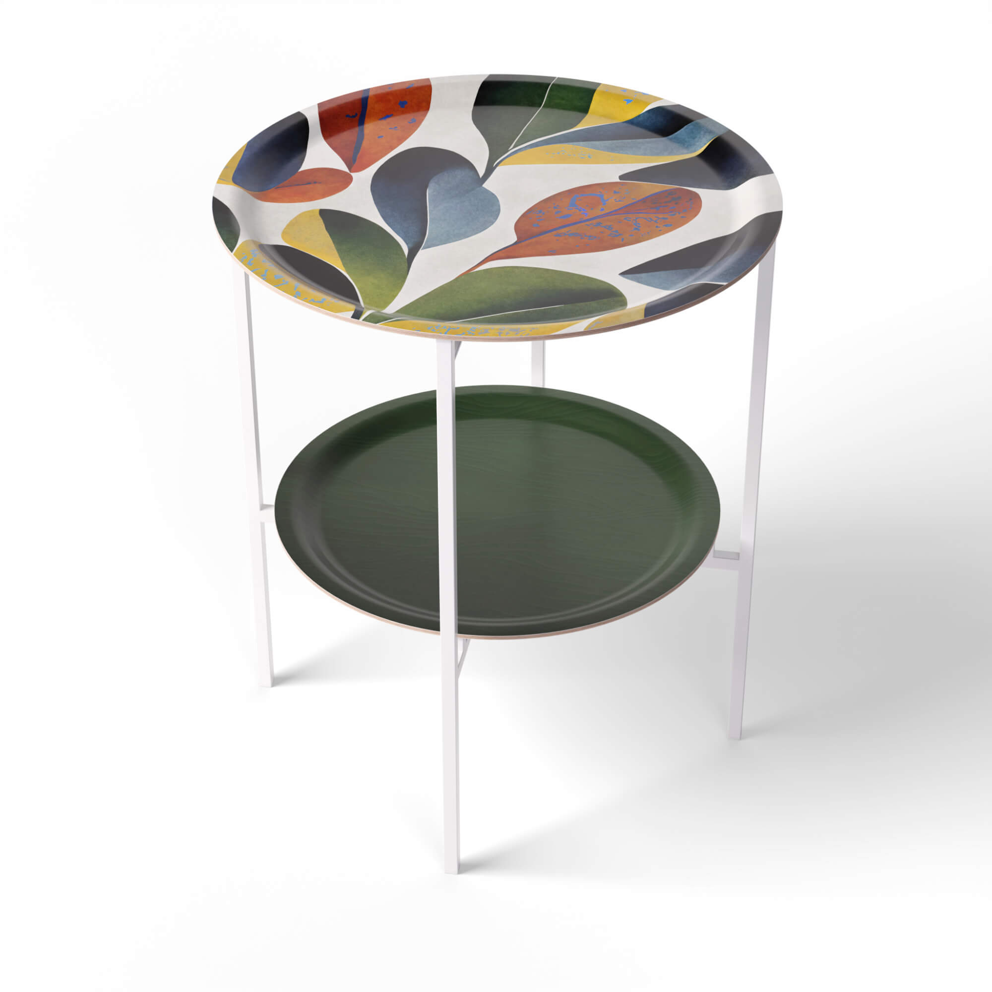HappyTrays Side Table with 2 Trays - Ø 46 cm & Ø 39 cm, H 53 cm