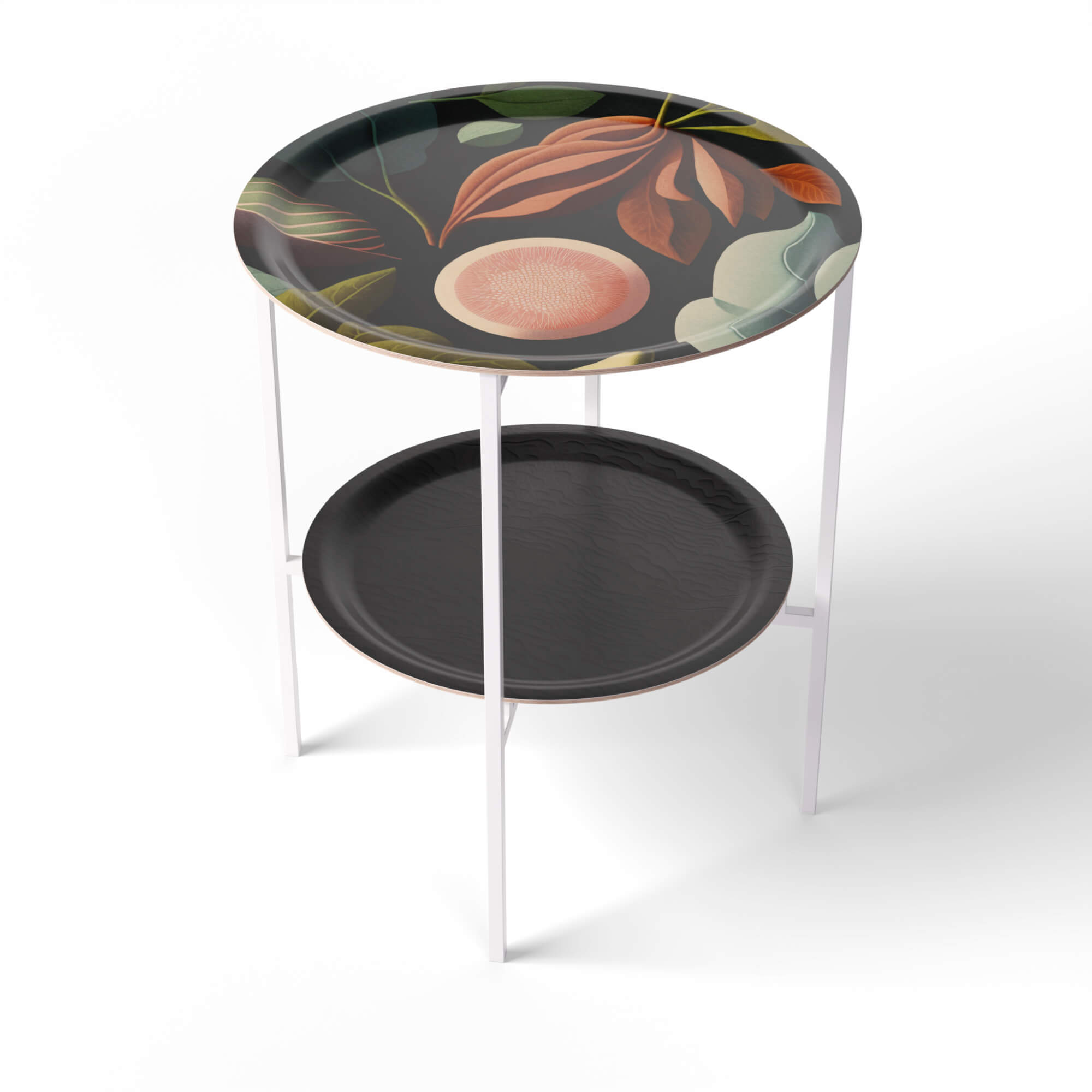 HappyTrays Side Table with 2 Trays - Ø 46 cm & Ø 39 cm, H 53 cm