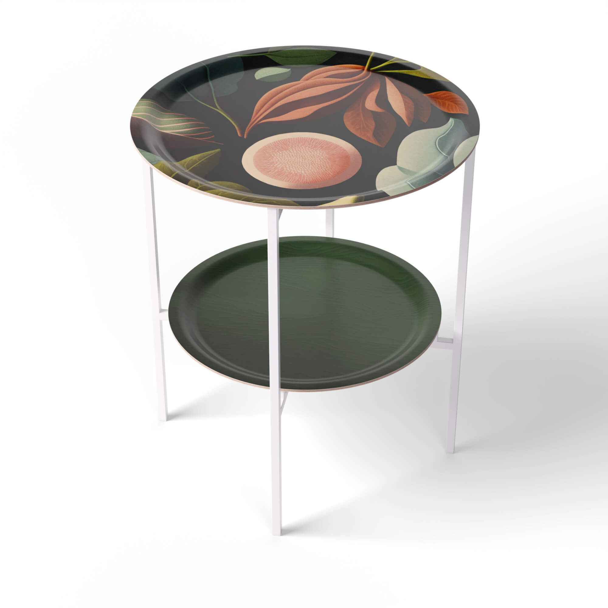 HappyTrays Side Table with 2 Trays - Ø 46 cm & Ø 39 cm, H 53 cm