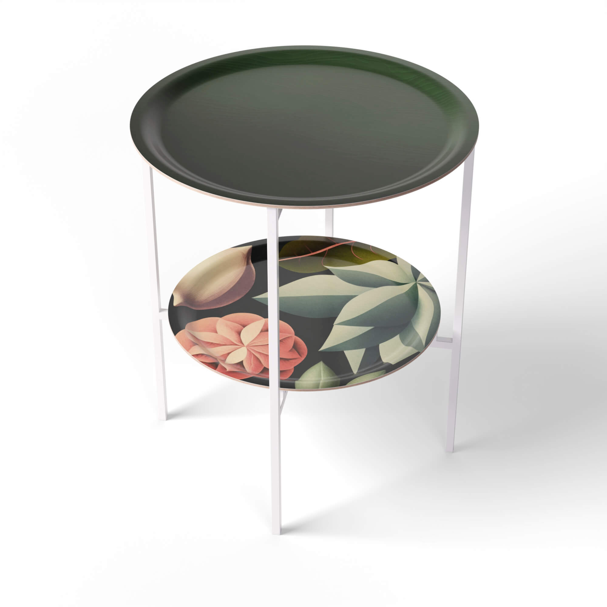 HappyTrays Side Table with 2 Trays - Ø 46 cm & Ø 39 cm, H 53 cm