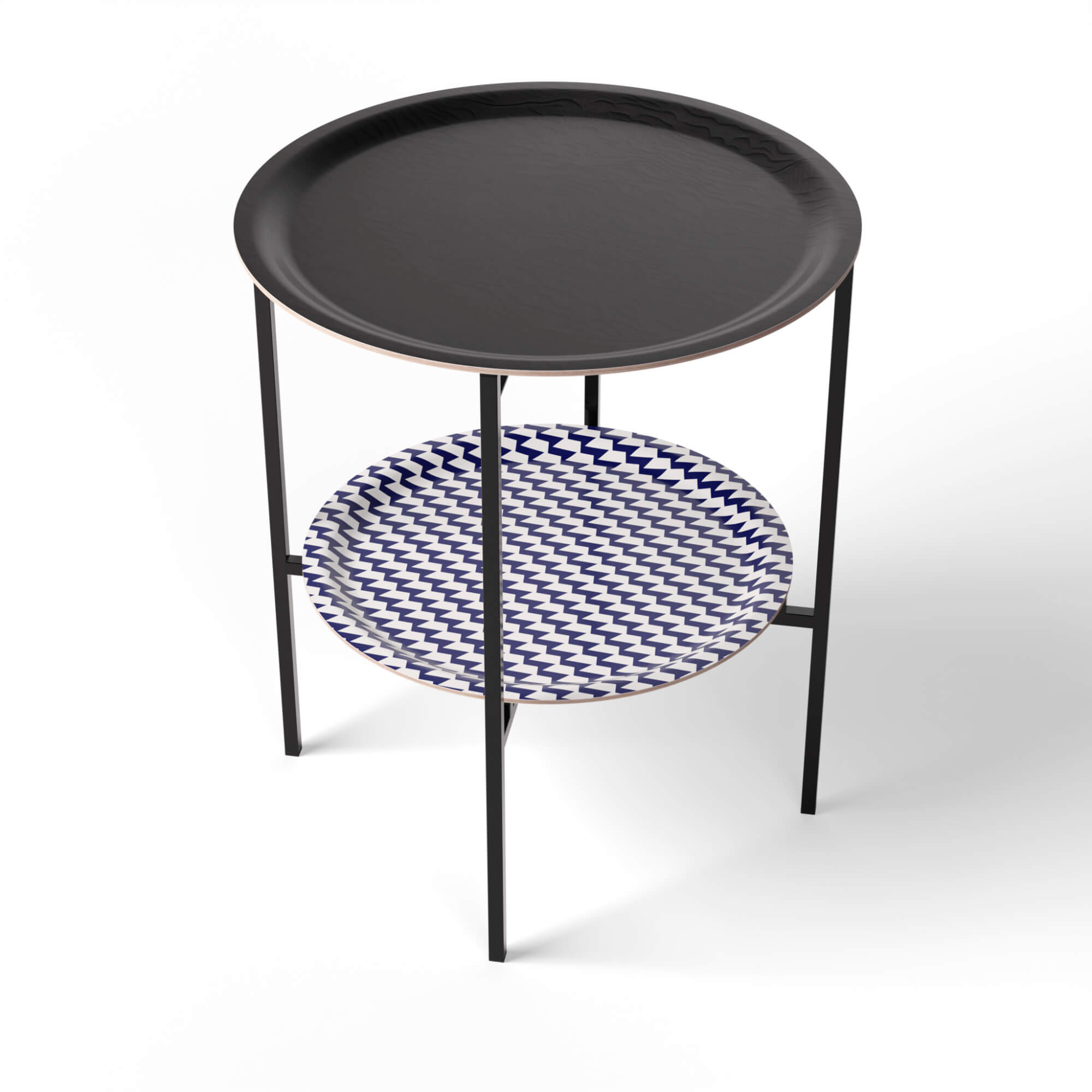 HappyTrays Side Table with 2 Trays - Ø 46 cm & Ø 39 cm, H 53 cm