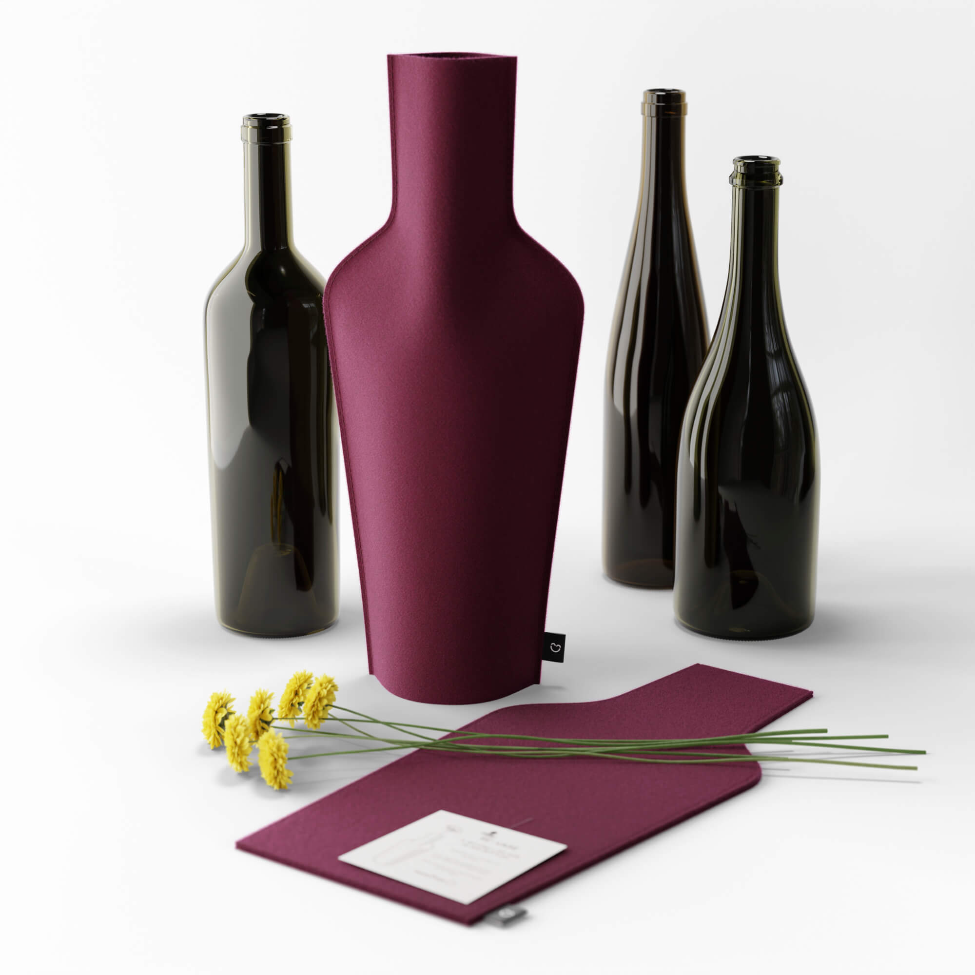 Re-Vase - Vase aus Stoff für 75cl Flaschen, 100% Wolle, Farbe Magenta