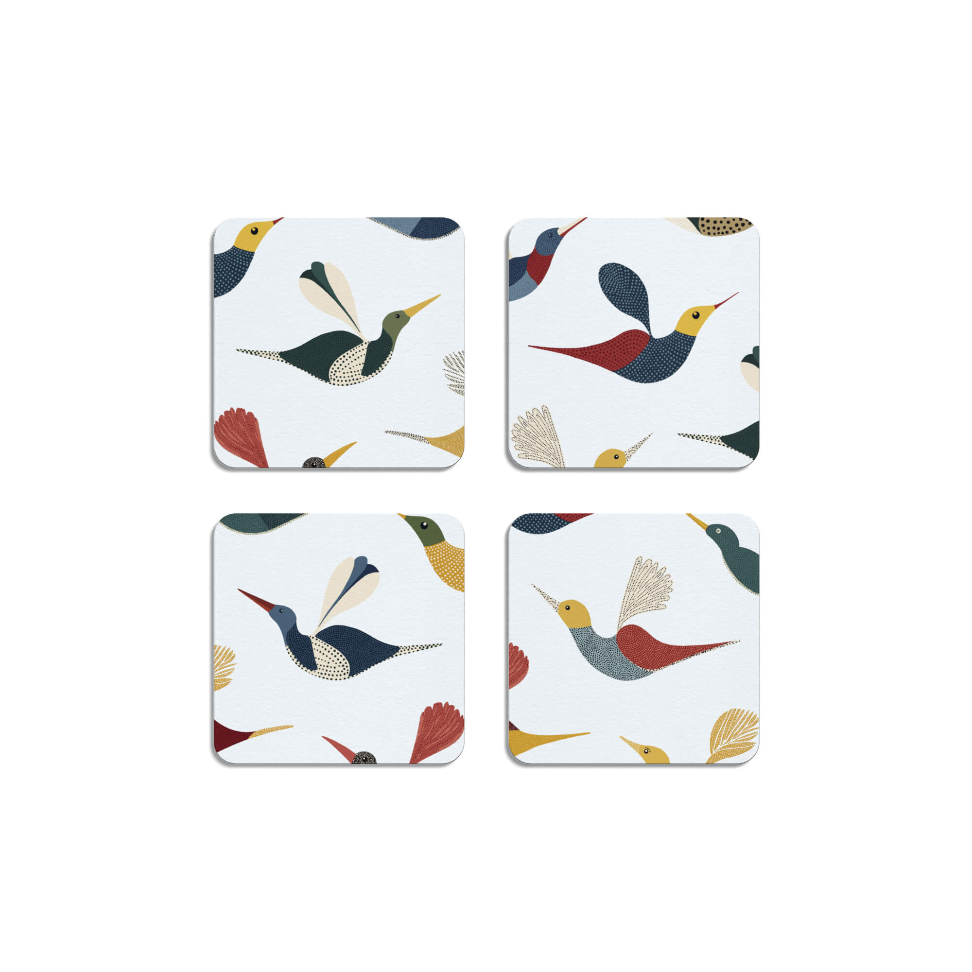 HappyTrays Untersetzer aus Holz 9 x 9 cm doppelseitig 'Ally and Friends' - 4er Set