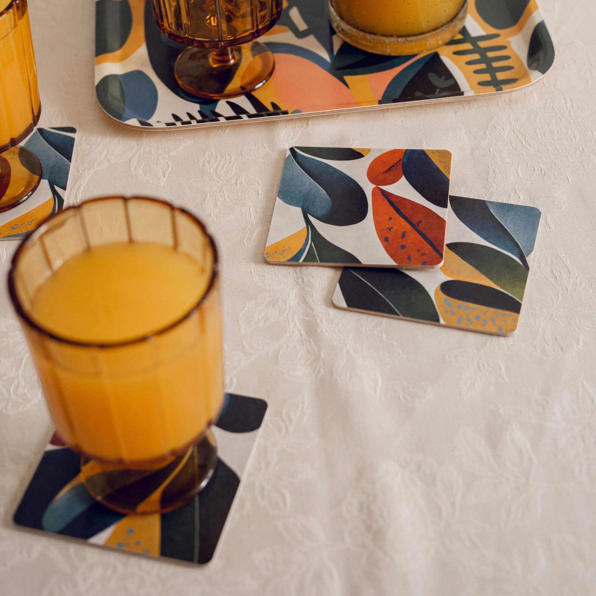 HappyTrays Coasters 9 x 9 cm Leaves - Set of 4