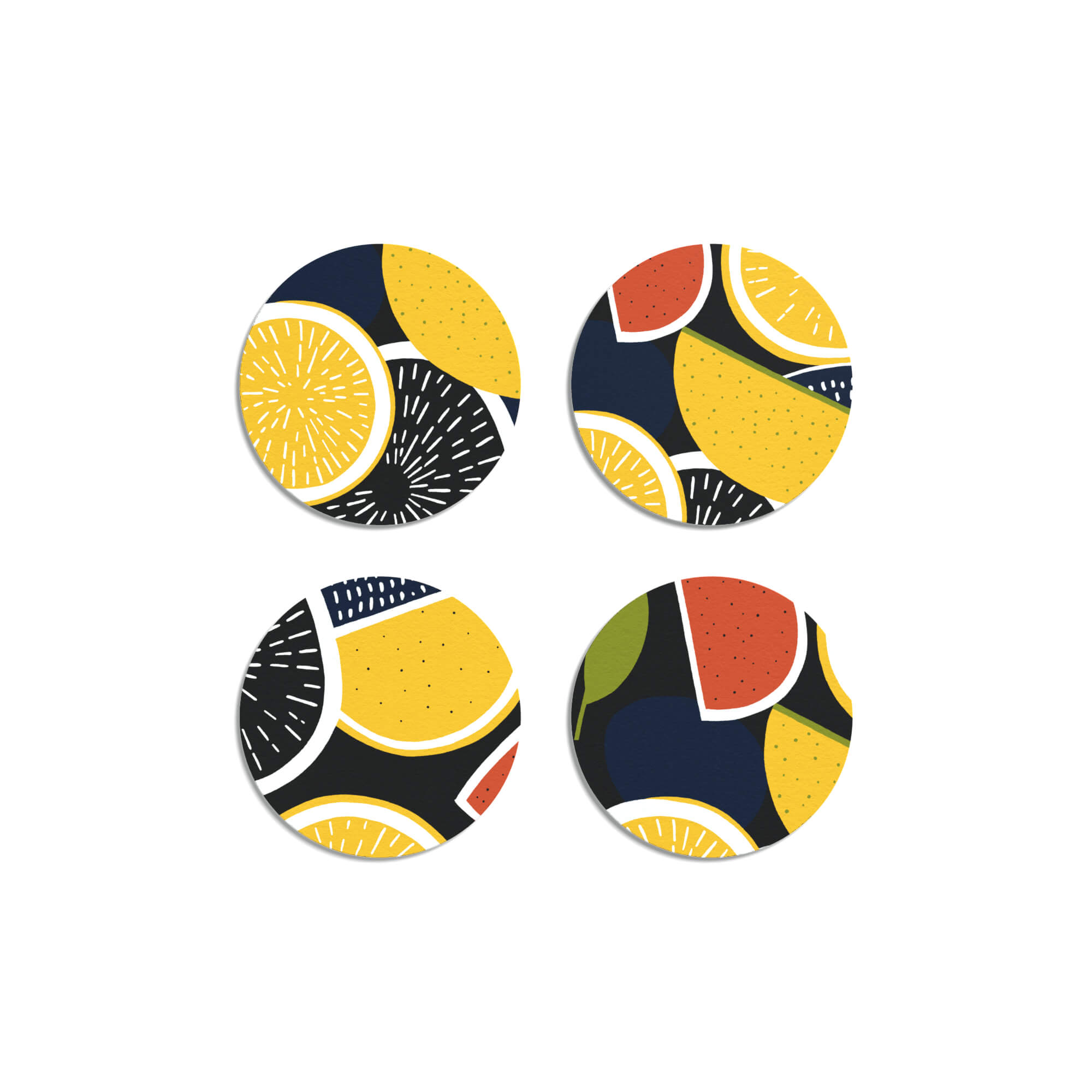HappyTrays wooden coasters Ø 9 cm 'Juice of the Day' - set of 4