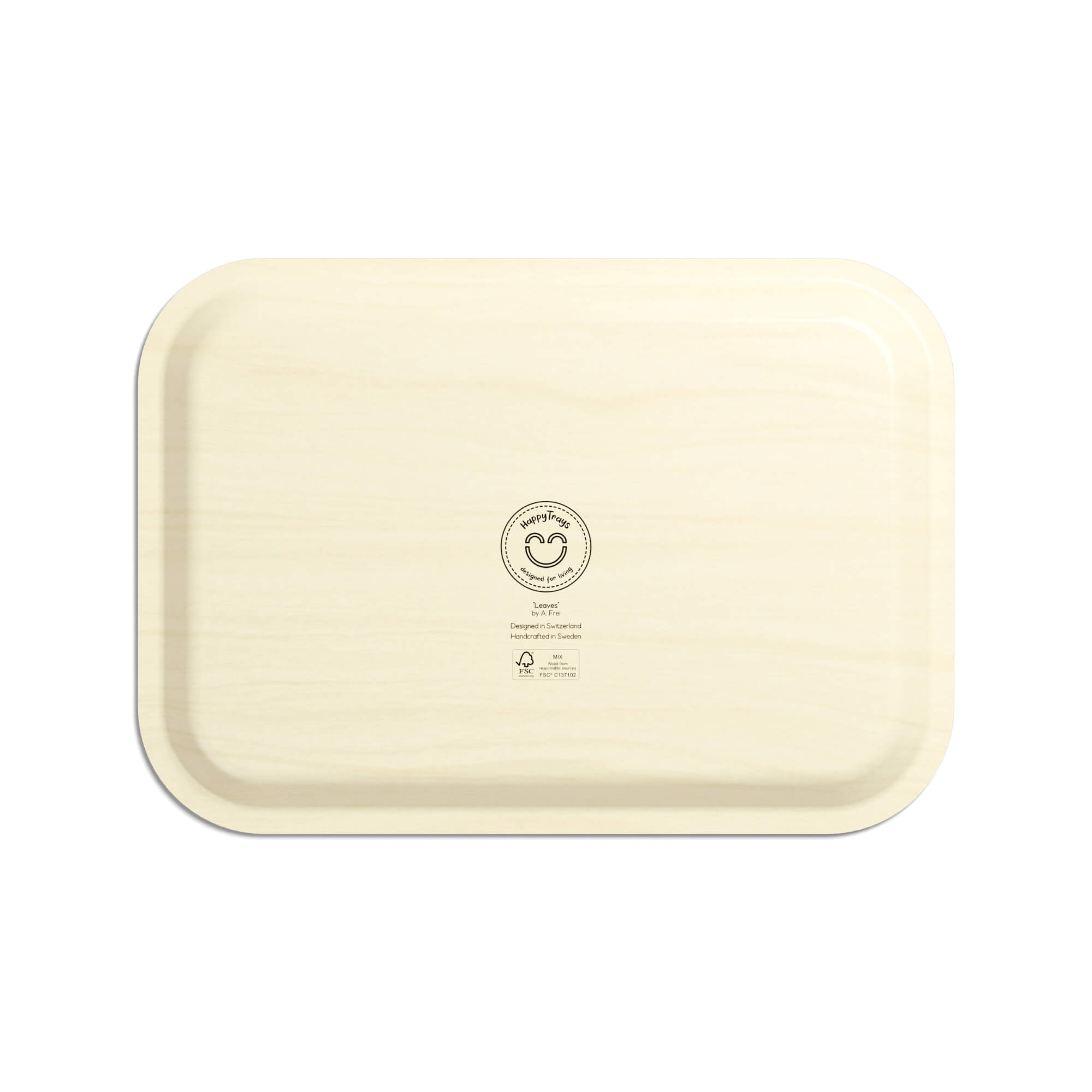 Wooden rectangular tray 34 x 24 cm 'Leaves'
