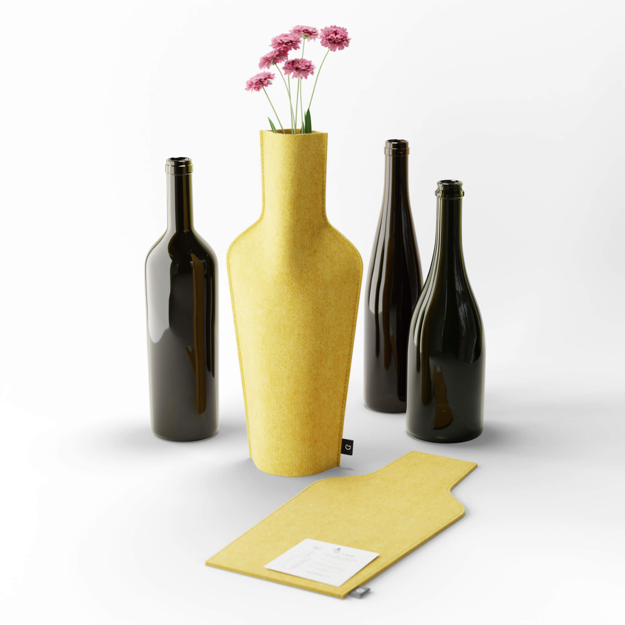 Re-Vase - Vase aus Stoff für 75cl Flaschen, 100% Wolle, Farbe Amber