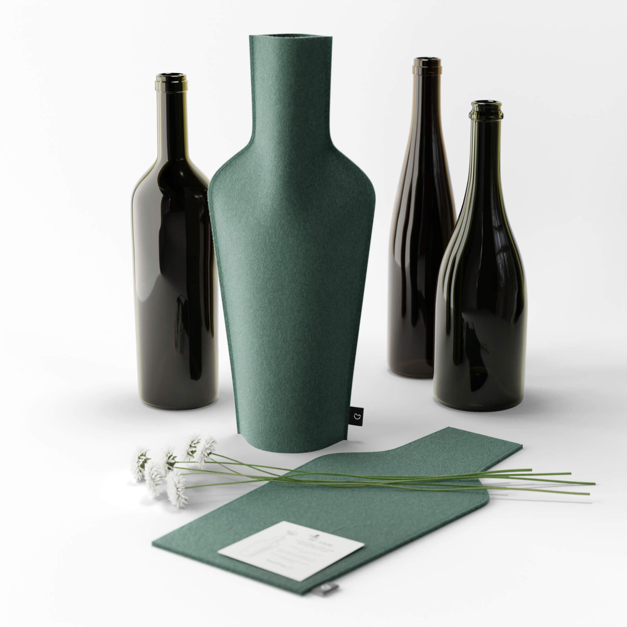 Re-Vase - Vase made of fabric for 75cl bottles, 100% wool, color Amber