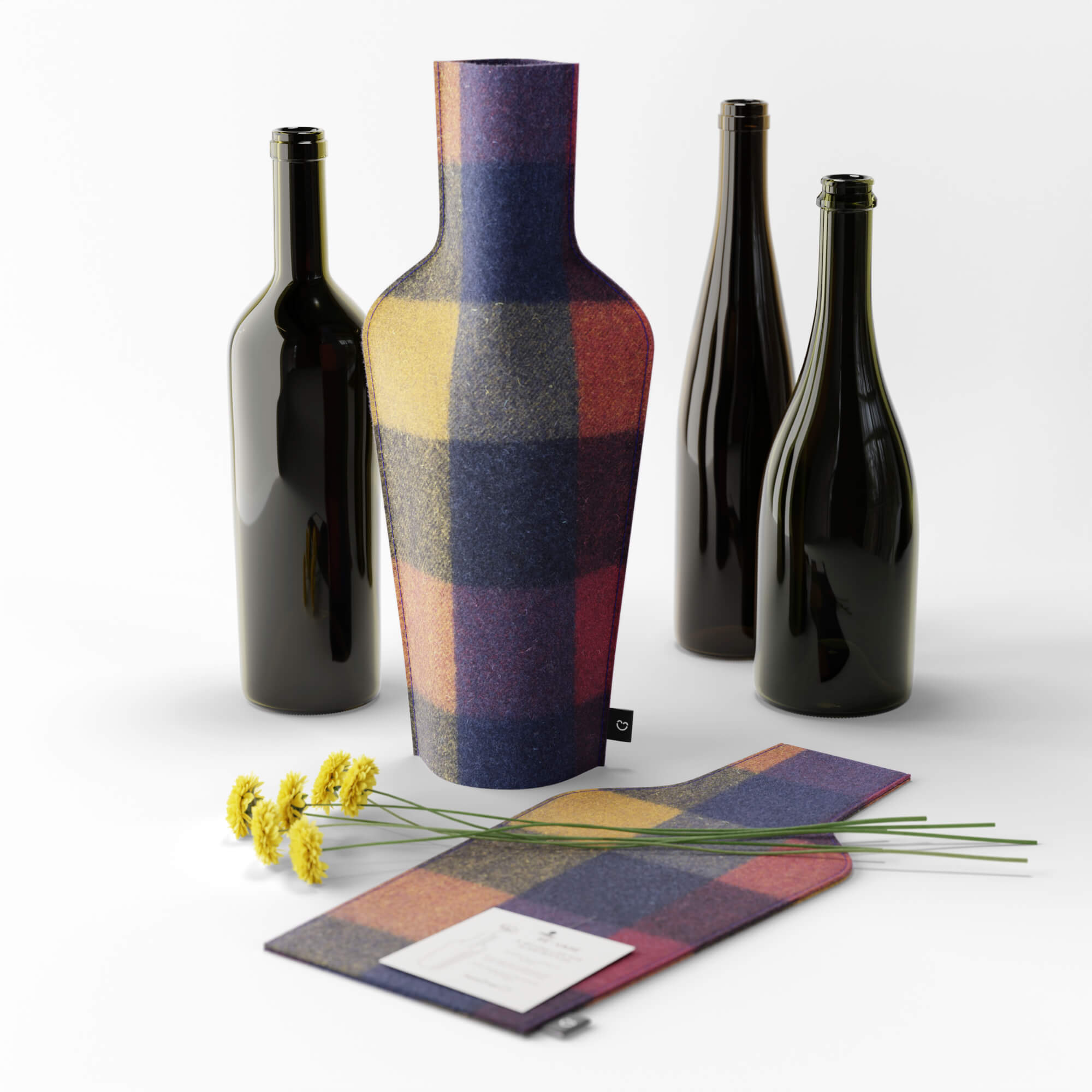 Re-Vase - Vase made of fabric for 75cl bottles, 100% wool, color Amber